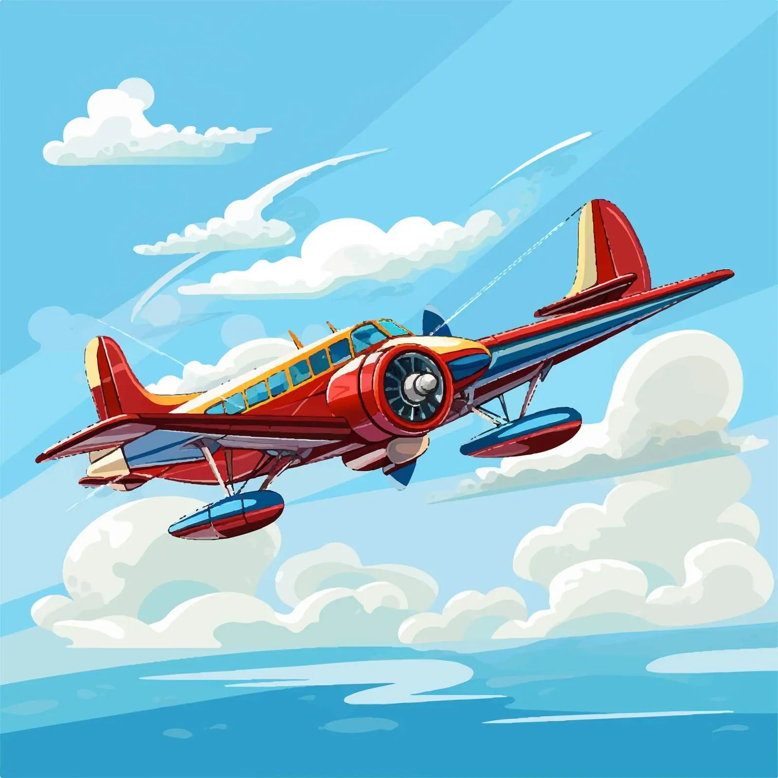 Cartoon Plane on Blue Sky Background — free download from Dotvec