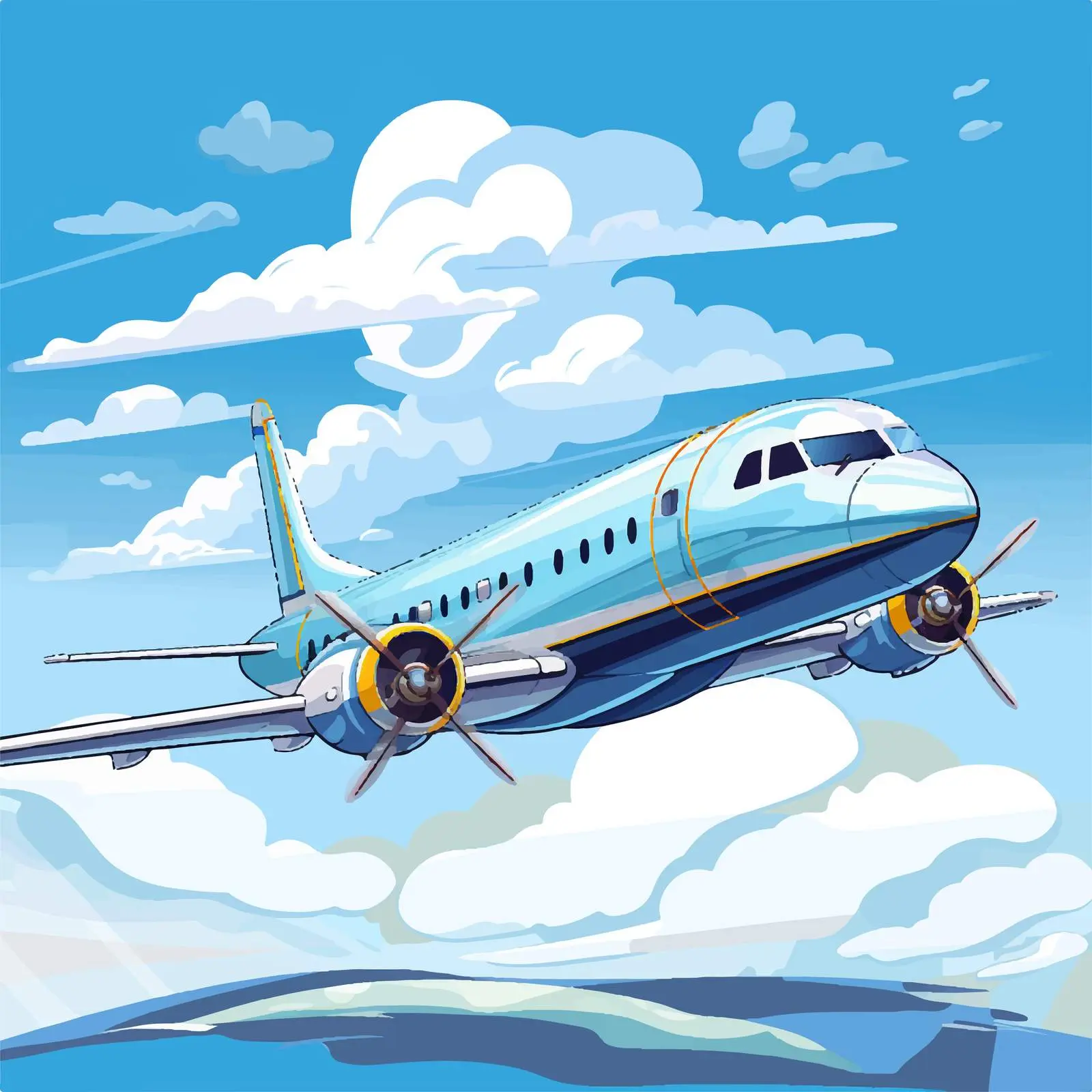 Cartoon Plane on Blue Sky Background Vector — free download from Dotvec