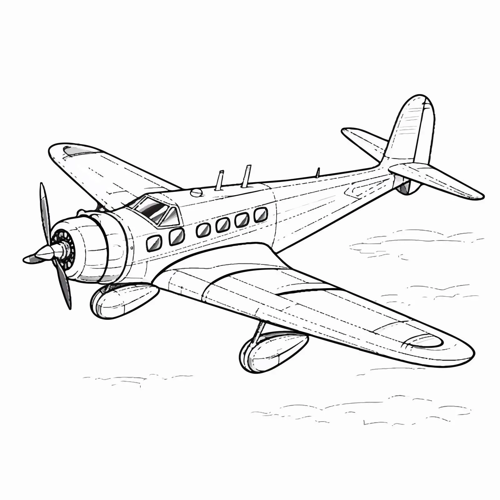 Cartoon Plane Outline Vector Illustration — free download from Dotvec