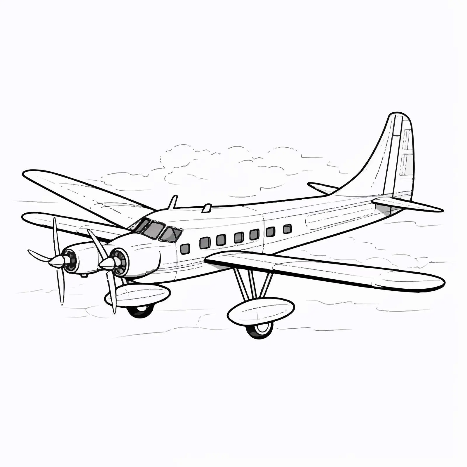 Cartoon Plane Outline Vector Illustration — free download from Dotvec