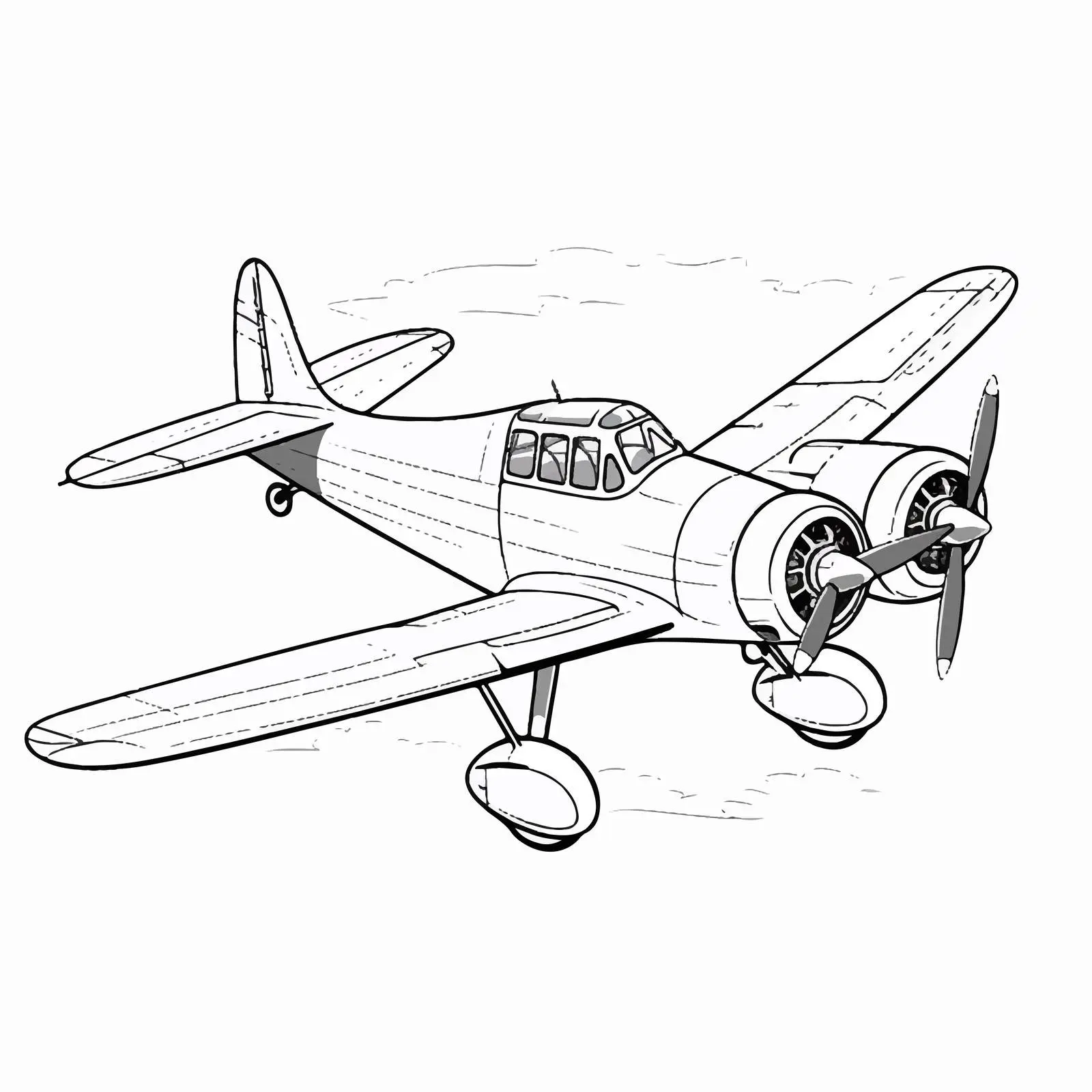 Cartoon Plane Outline Vector Illustration — free download from Dotvec