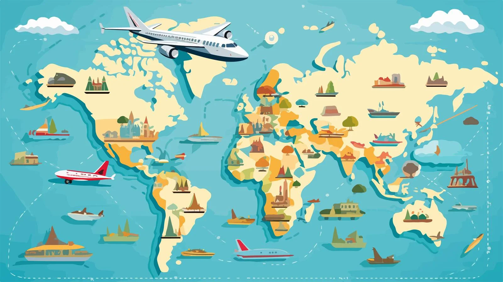 Global Flight Path Pinpoint Travel Map — free download from Dotvec