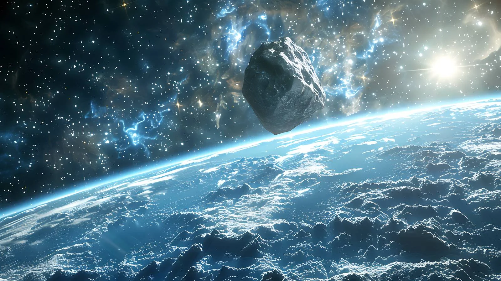 Earth and Asteroid in Outer Space — free download from Dotvec