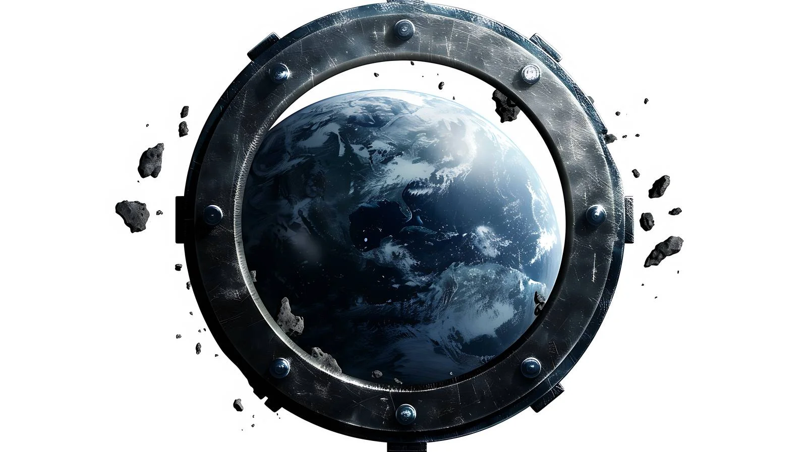 Earth and Asteroid View from Spaceship — free download from Dotvec