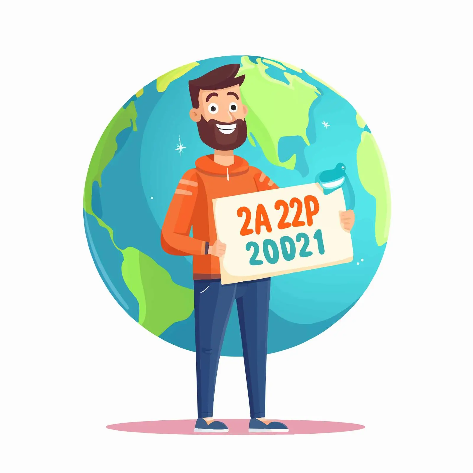 Smiling Globe Holding April 22 Sign — free download from Dotvec