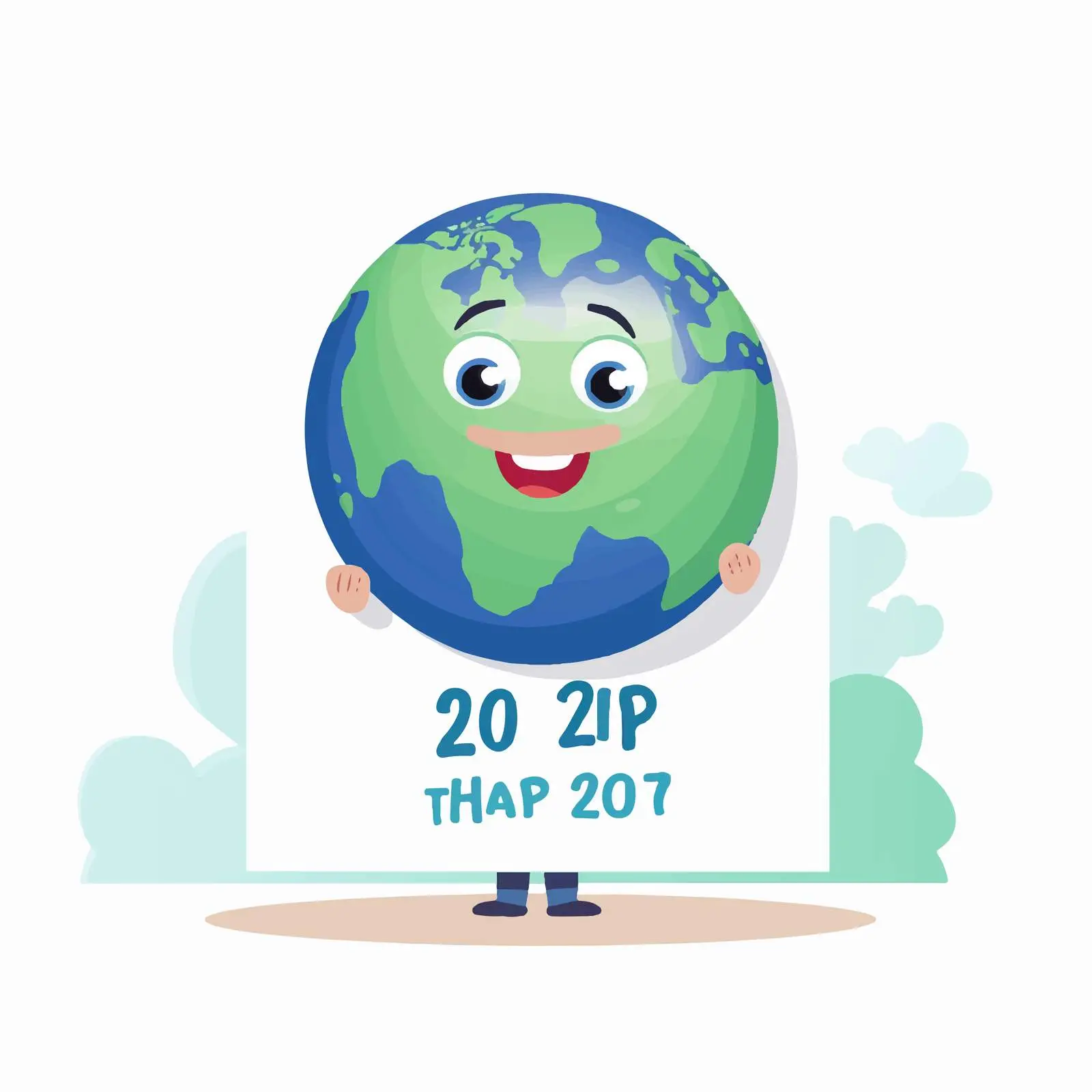 Smiling Globe Holding Sign for April 22 — free download from Dotvec