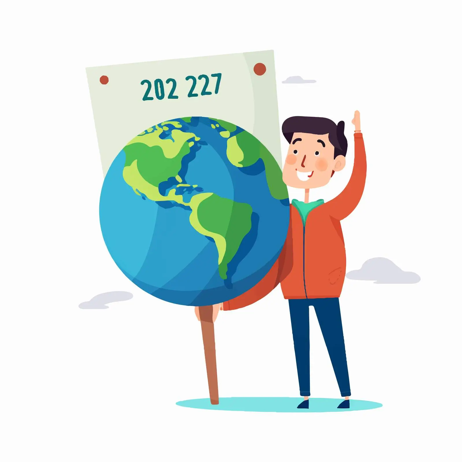 Smiling Earth Globe Holding April 22 Sign — free download from Dotvec