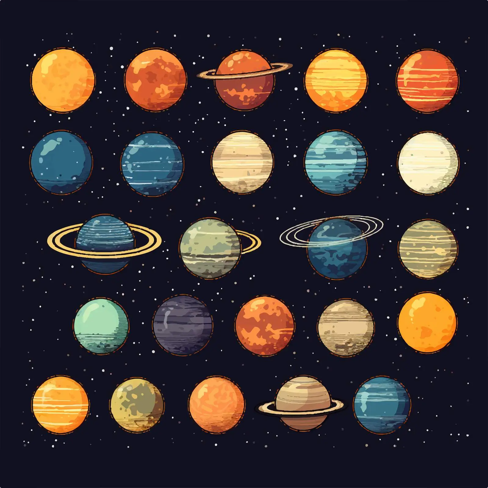 Arranged Planets of the Solar System Vector — free download from Dotvec