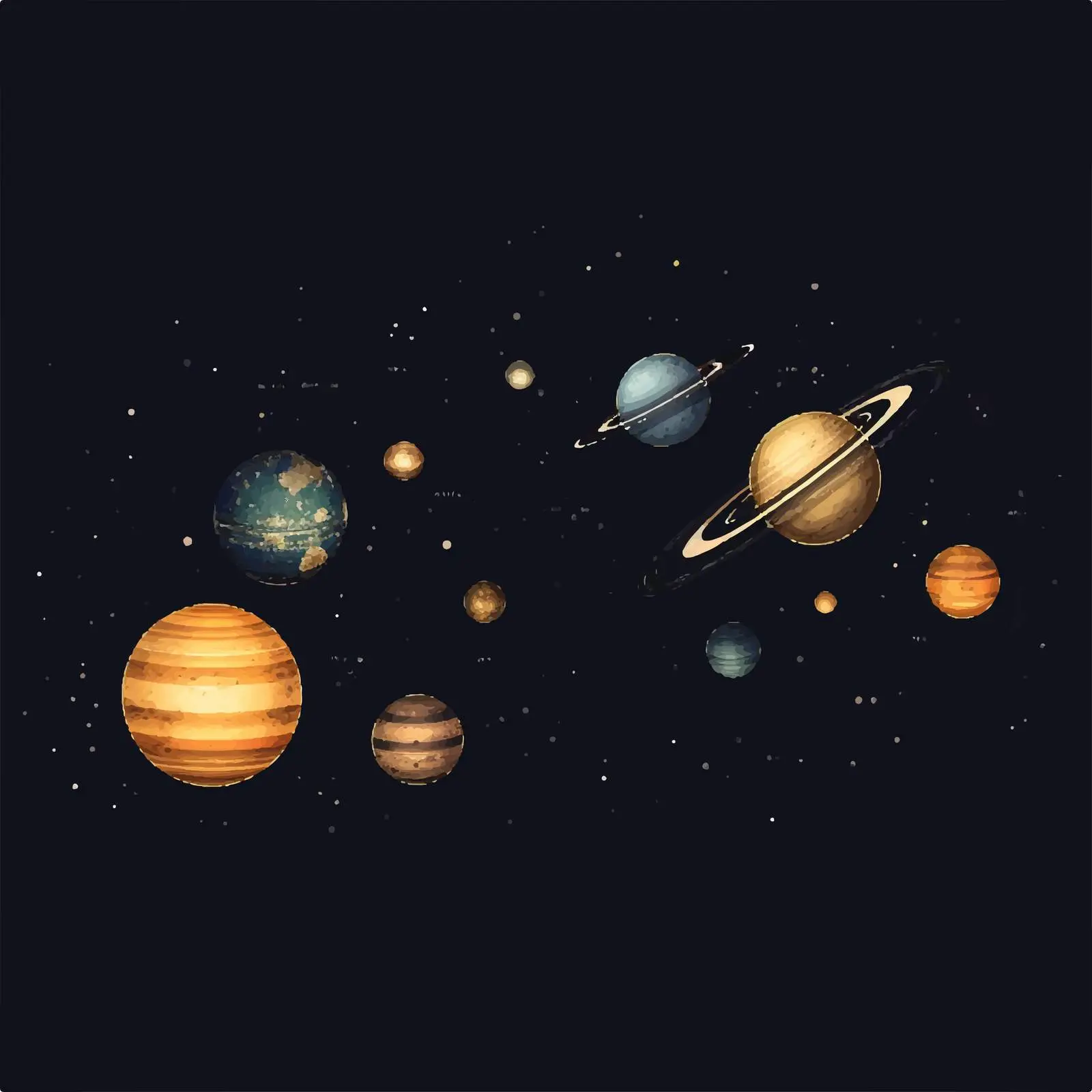 Horizontal Arrangement of Solar System Planets — free download from Dotvec