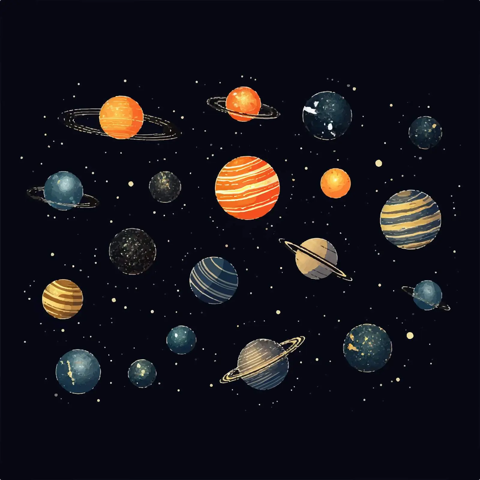 Horizontal Arrangement of Solar System Planets — free download from Dotvec