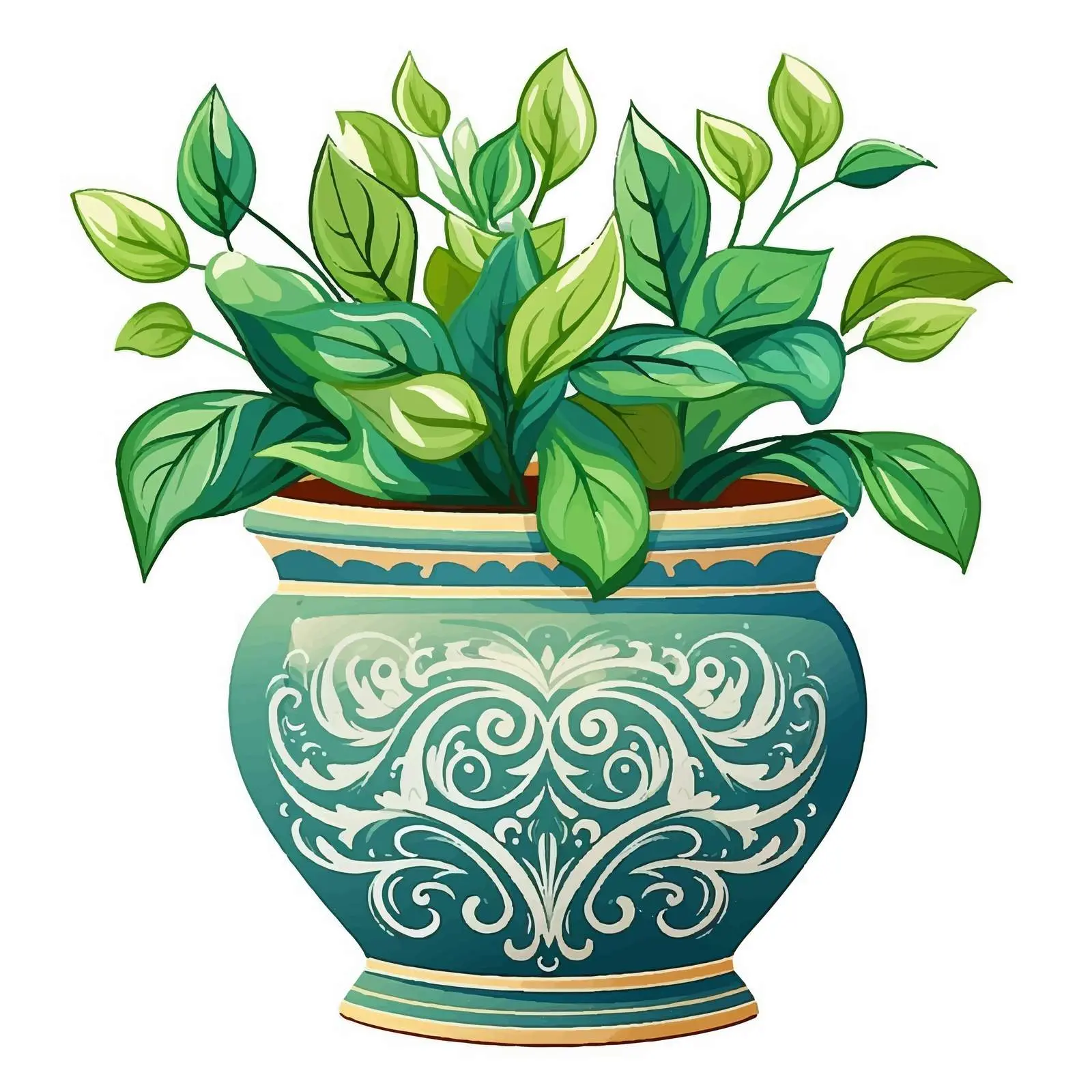 Floral Plant Inside Pot Garden Ornament Design — free download from Dotvec