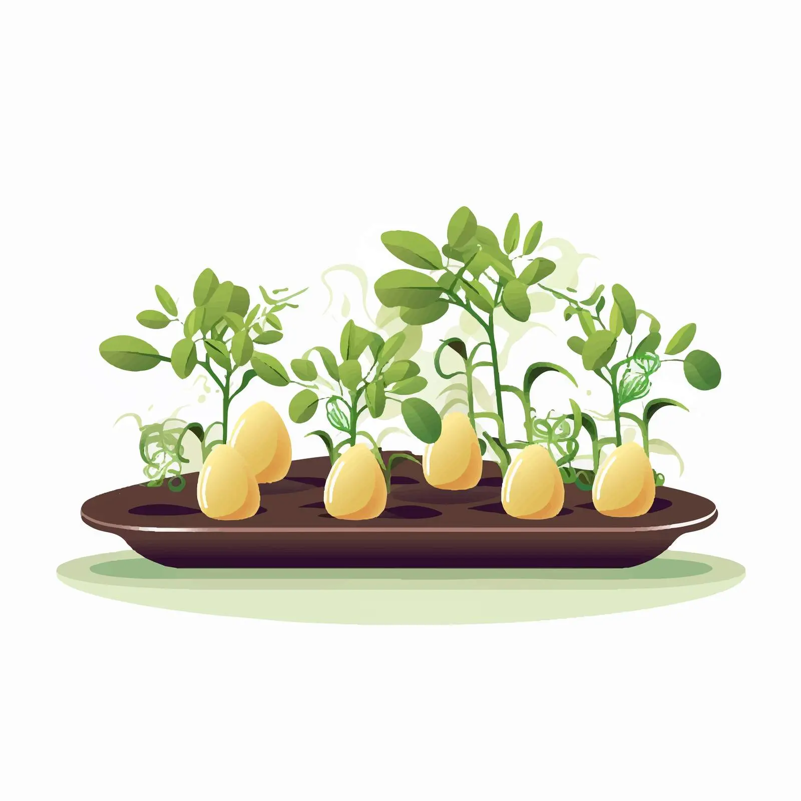 Sprouting Plants in Eggshells Vector Illustration — free download from Dotvec