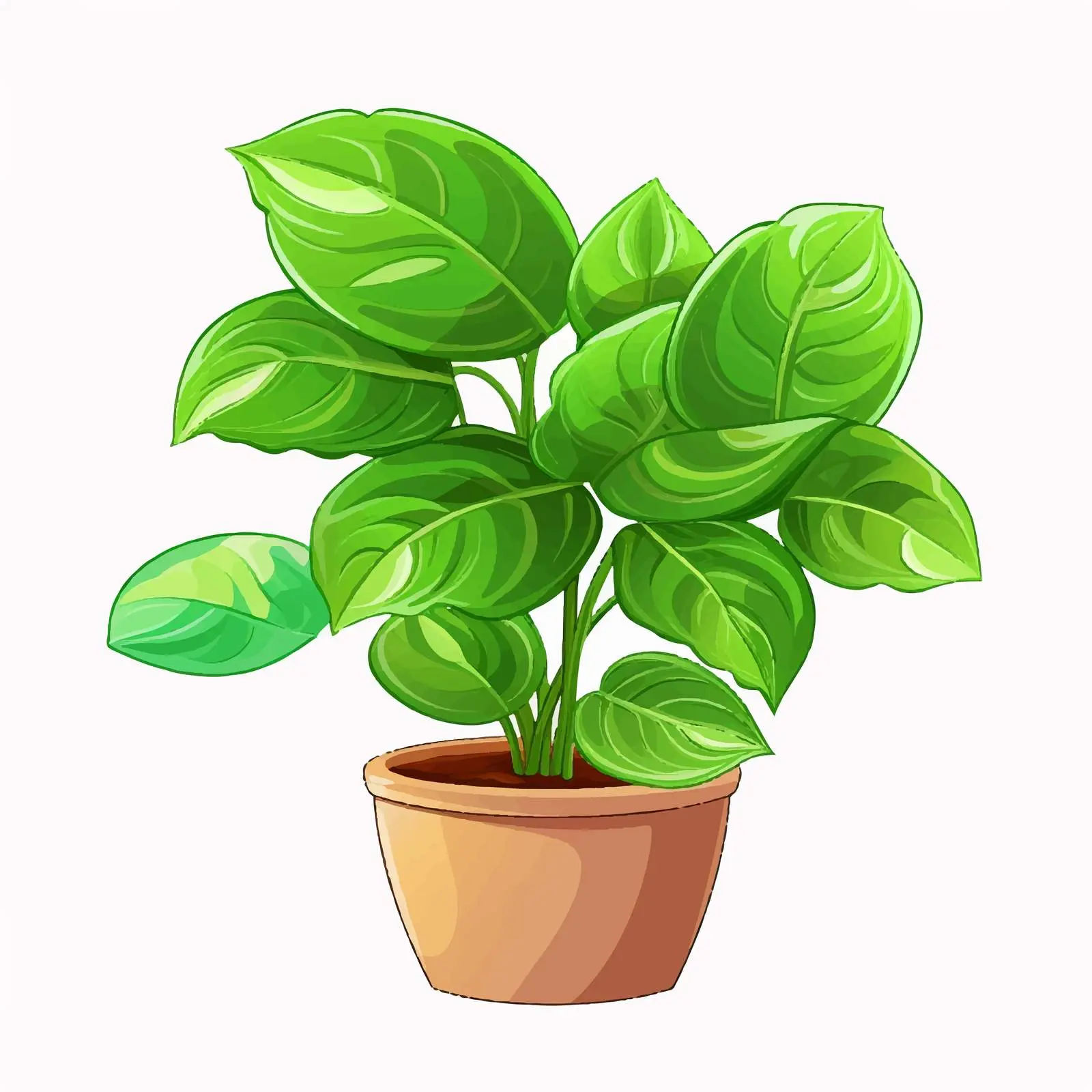 Cartoon Vector Plant with Leaves Illustration – free plant graphics image from Dotvec