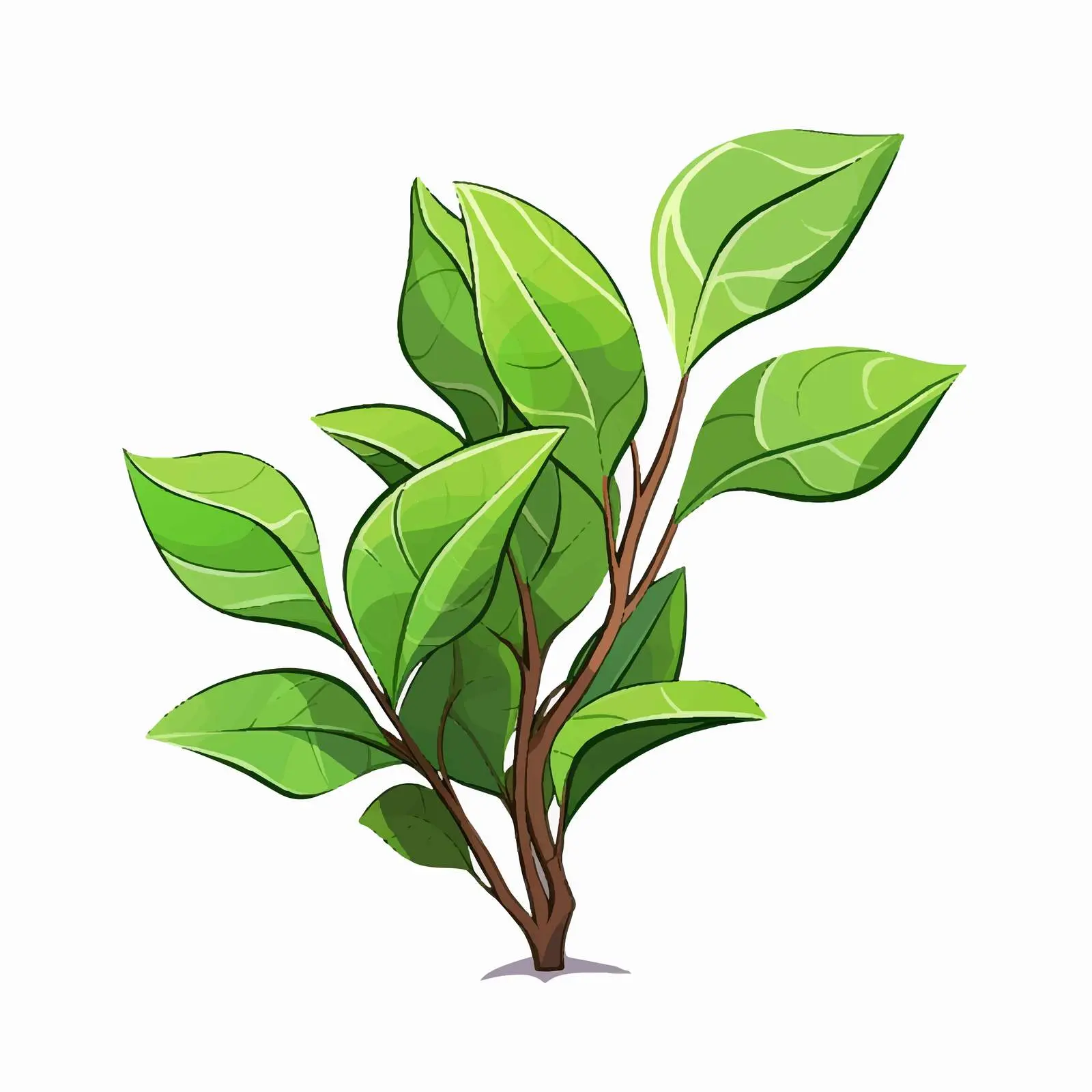 Cartoon Plant with Leaves Vector Illustration — free download from Dotvec