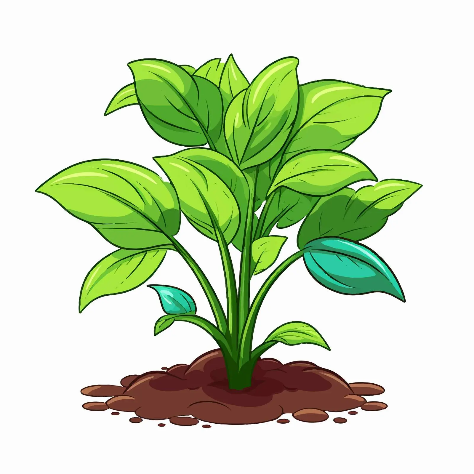Cartoon Vector Plant Illustration with Leaves – free plant design image from Dotvec