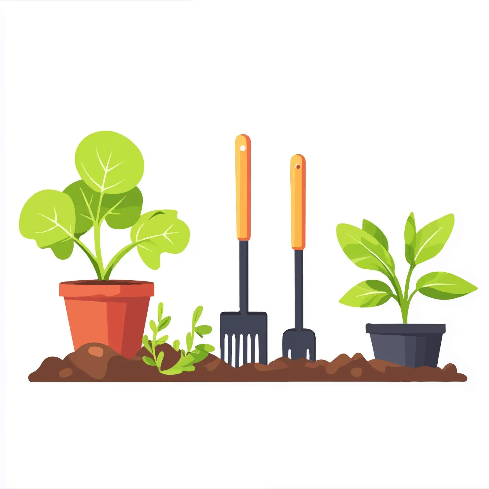 Planting Equipment with Sprouts in Centered Composition — free download from Dotvec