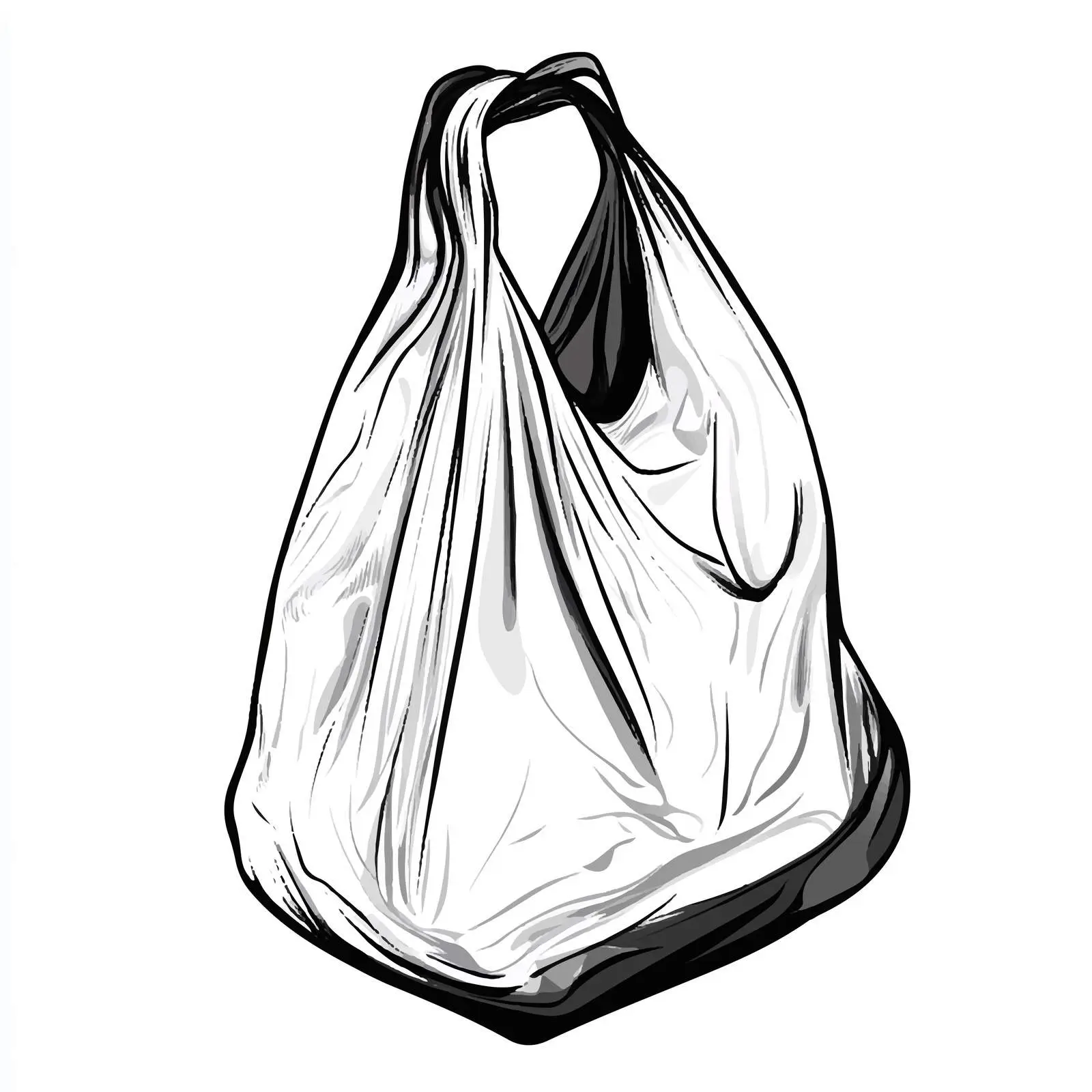 Black and White Cartoon Plastic Bag Illustration — free download from Dotvec
