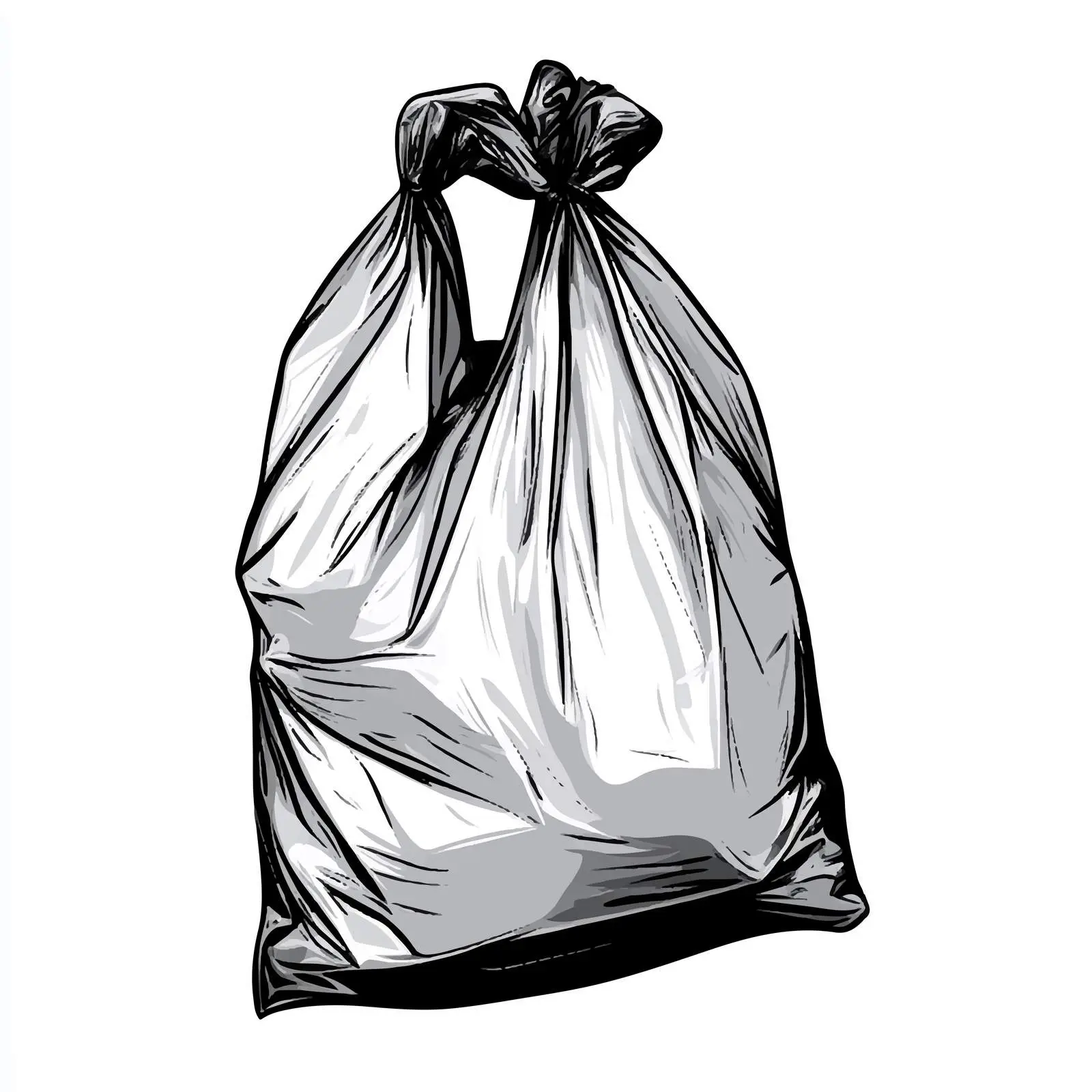 Cartoon Black and White Plastic Bag Vector — free download from Dotvec