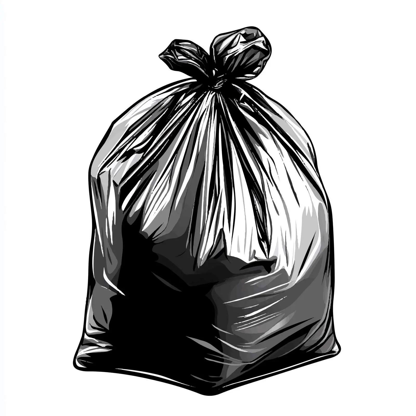 Black and White Cartoon Plastic Bag Vector — free download from Dotvec