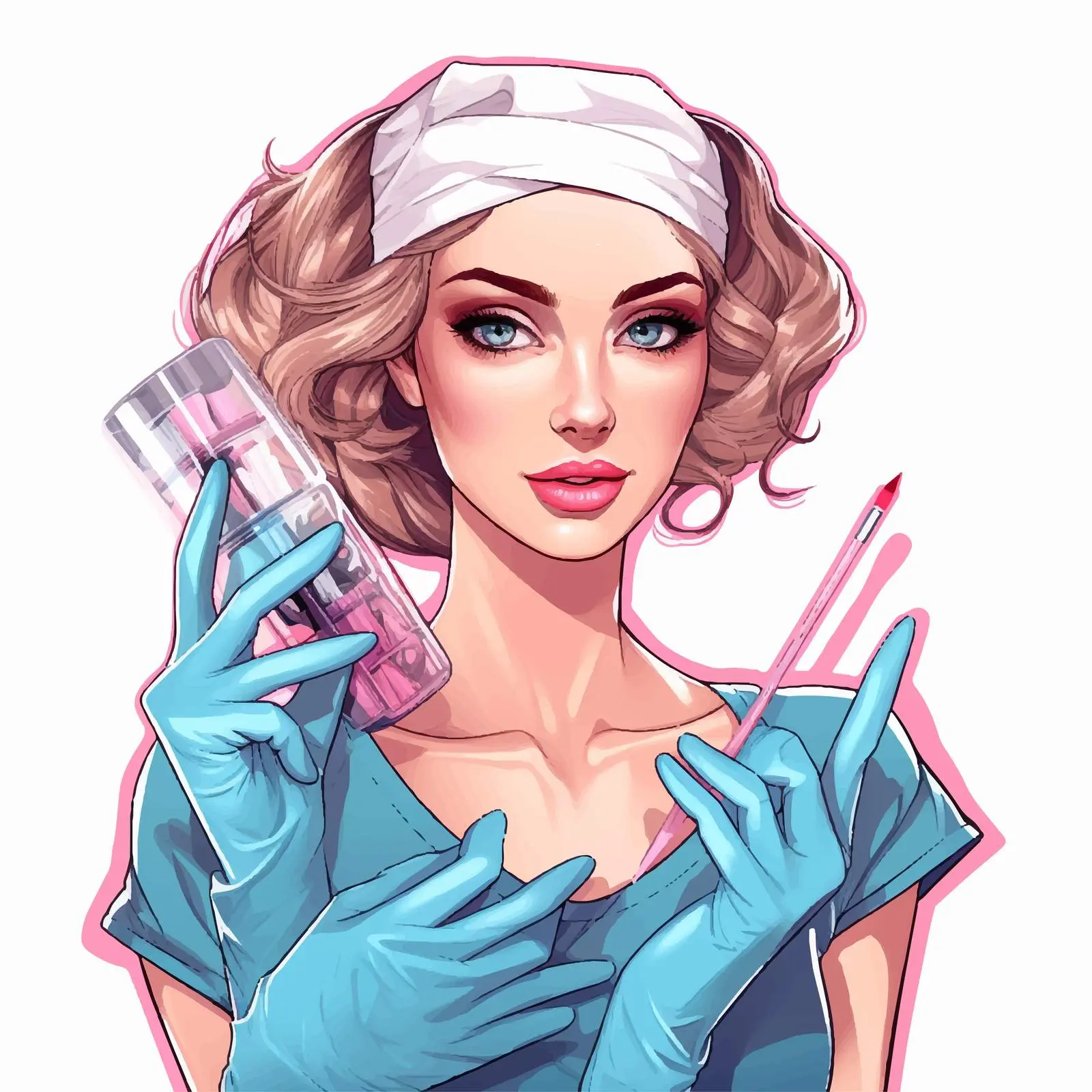 Cosmetology Portrait with Surgical Markup — free download from Dotvec