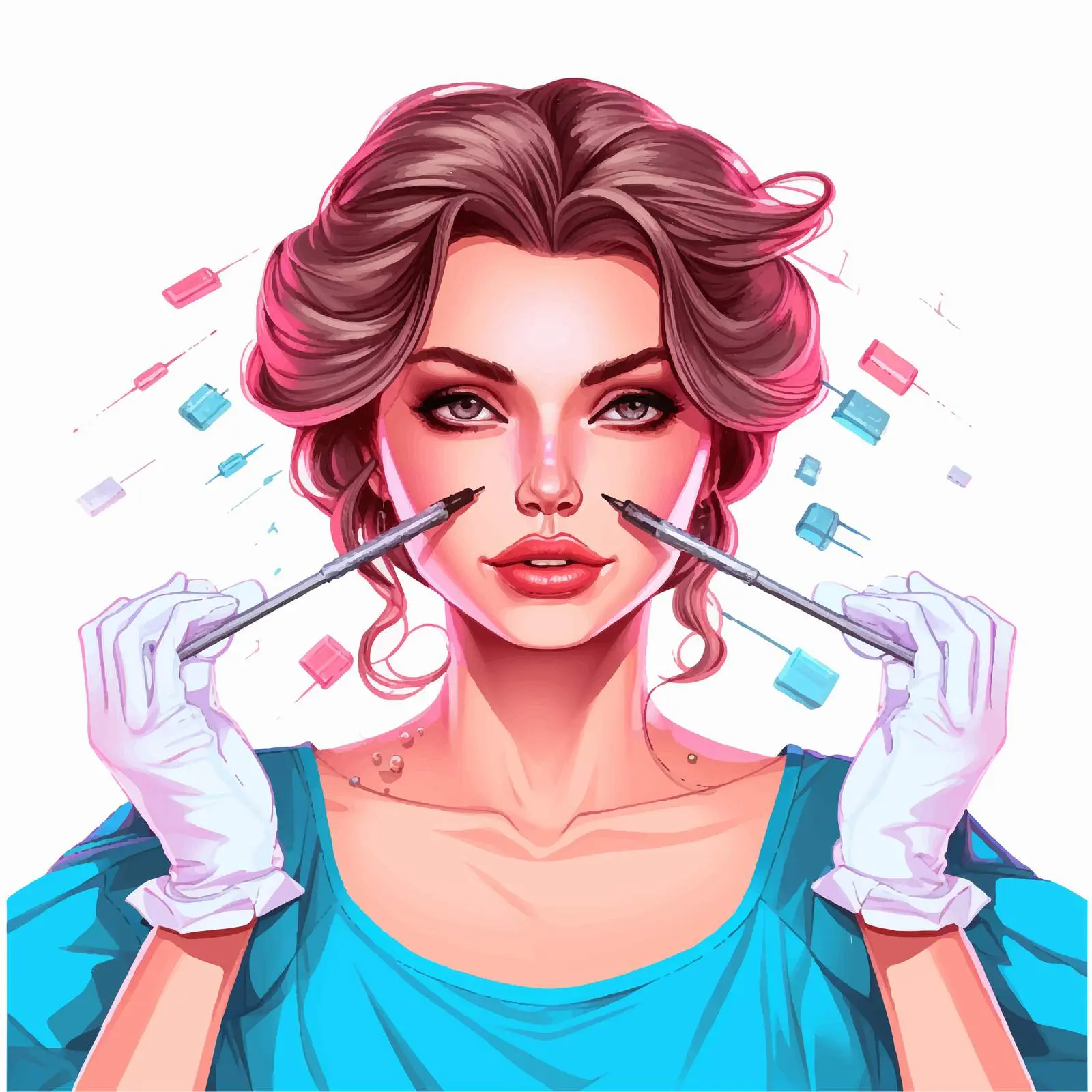 Cosmetology Portrait with Plastic Surgery Markup – free beauty therapy image from Dotvec