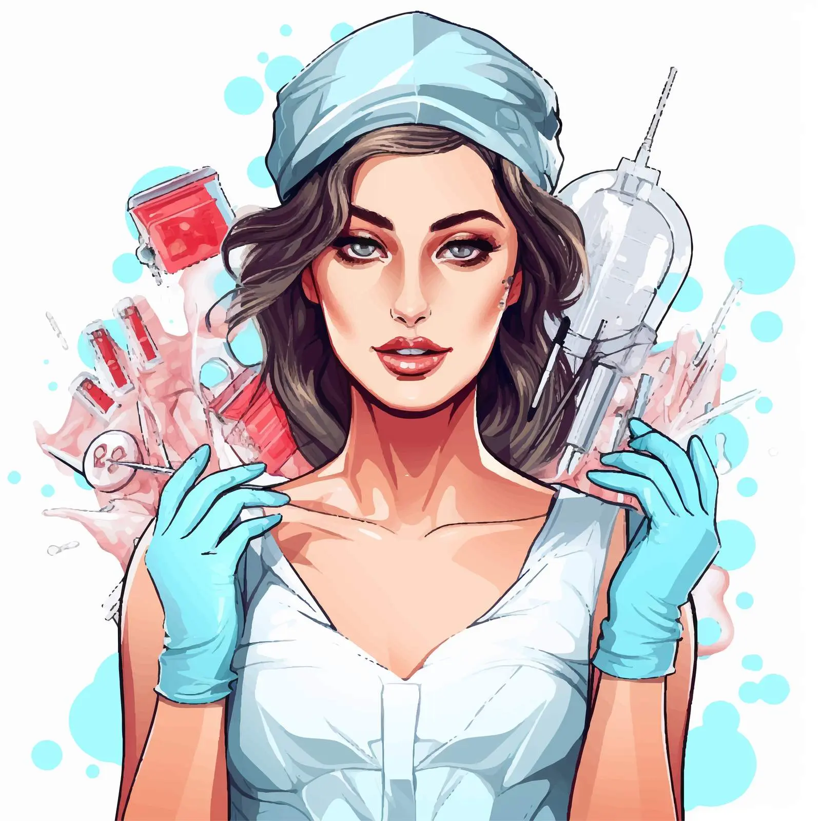 Cosmetology Portrait with Plastic Surgery Markup — free download from Dotvec