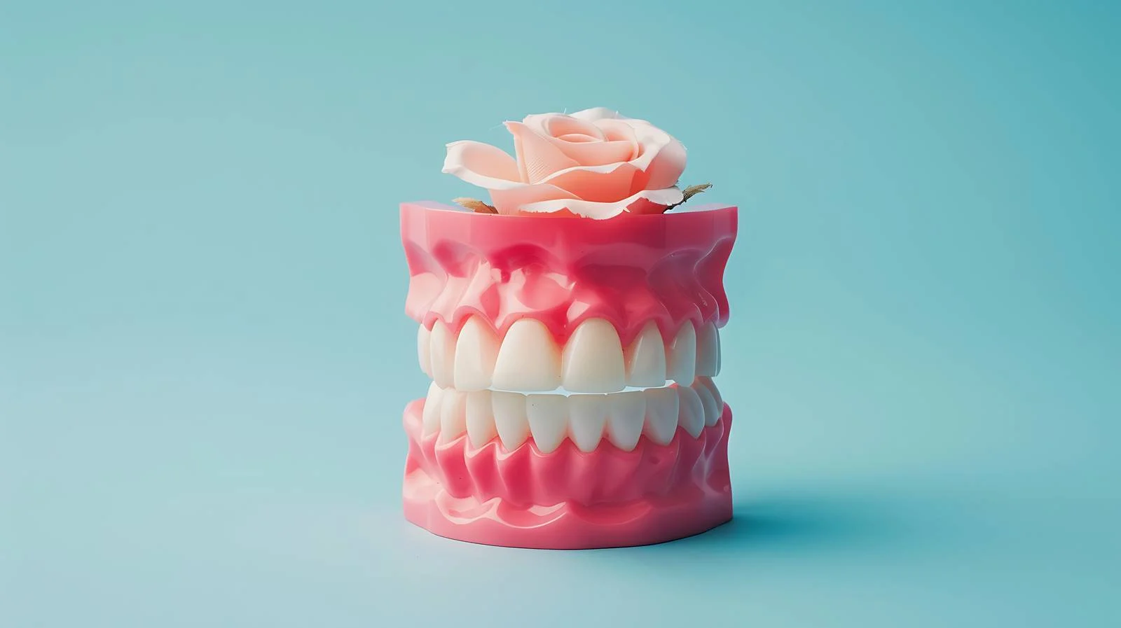 Dental Toy with Rose on Blue Background — free download from Dotvec
