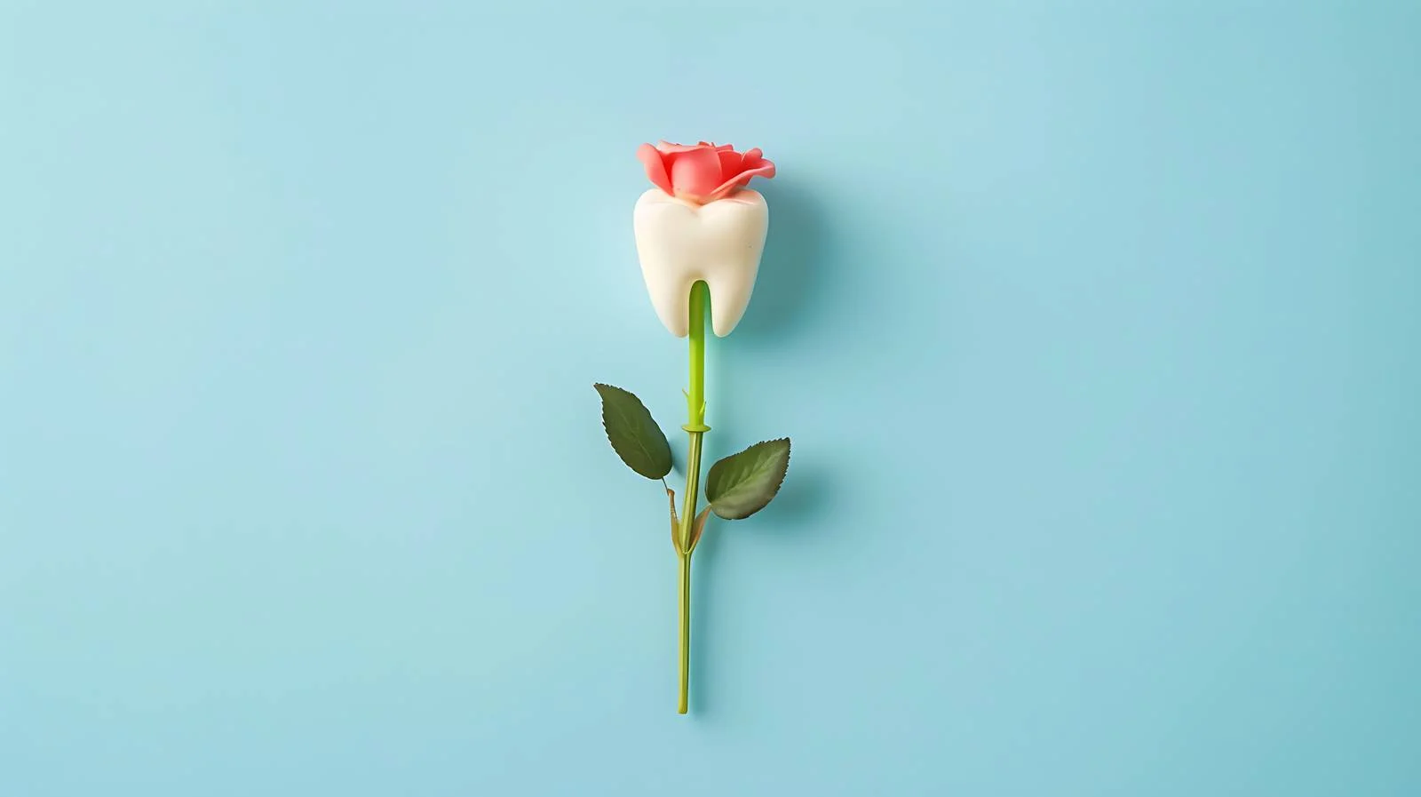 Toy Teeth & Rose on Blue Background — free download from Dotvec