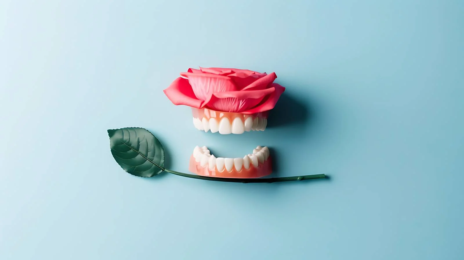 Dental Toy with Rose on Blue Background — free download from Dotvec