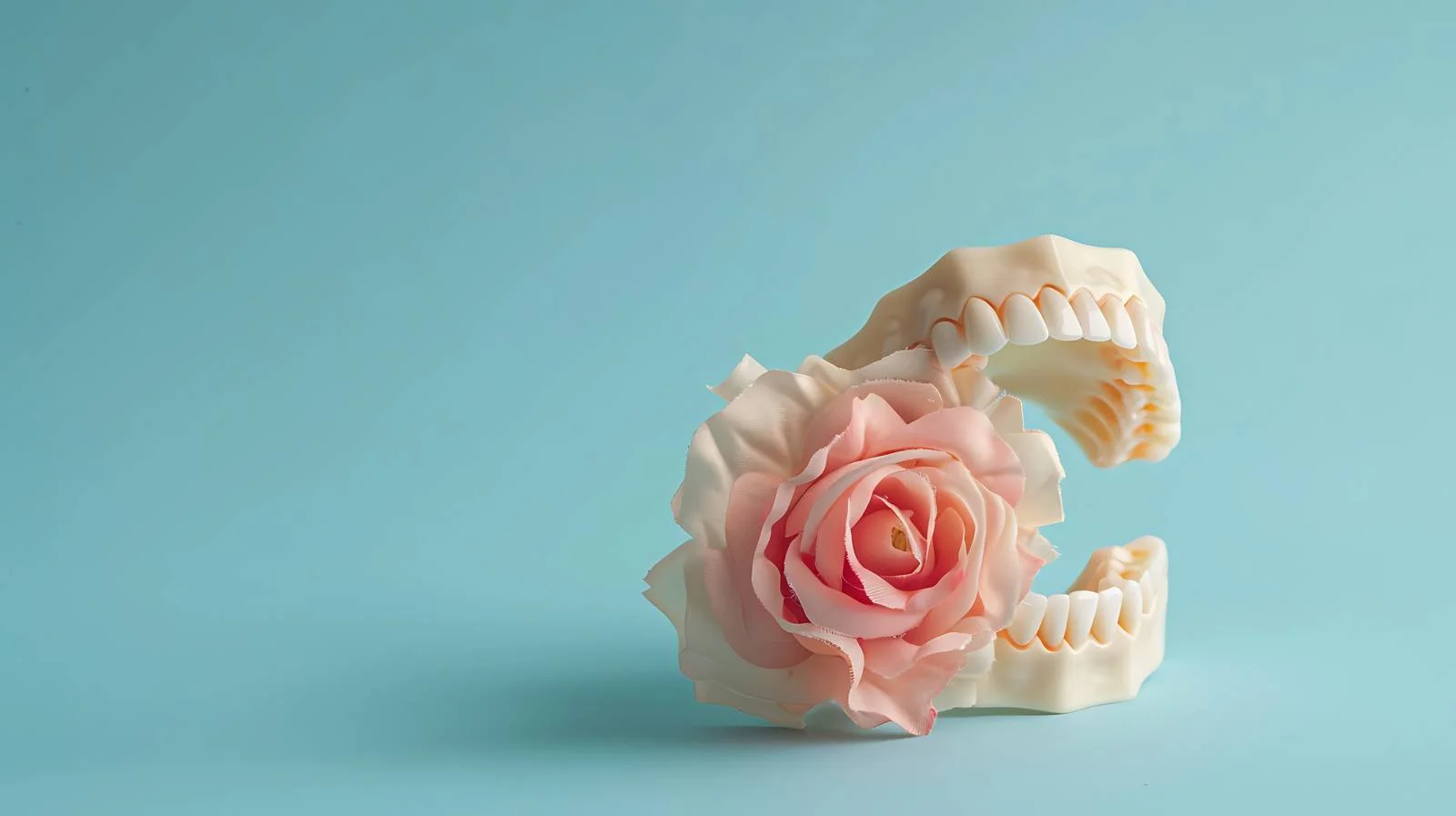 Dental Toy with Rose on Blue Background — free download from Dotvec