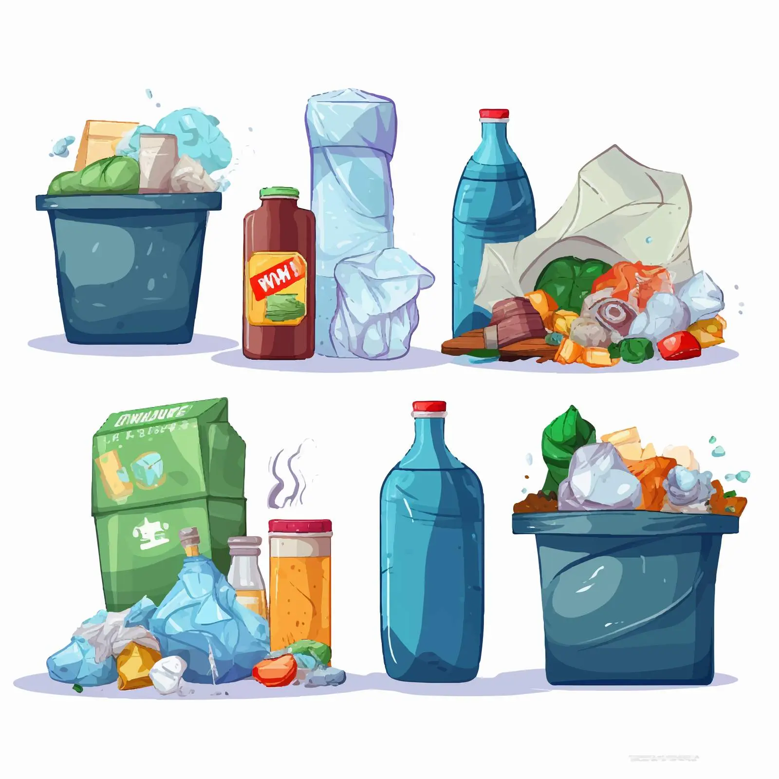 Compressed Plastic Waste and Rubbish Vectors – free trash bag image from Dotvec