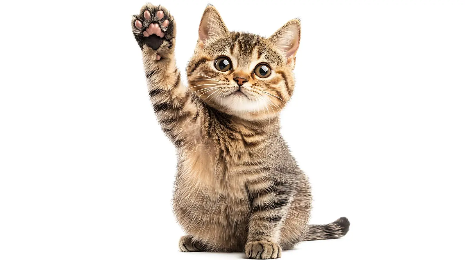 Playful Scottish Straight Cat with Raised Paw – free happy cat image from Dotvec