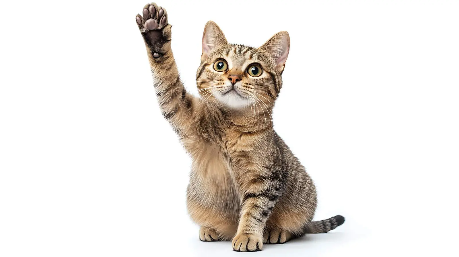 Playful Scottish Straight Cat with Raised Paw – free dramatic image from Dotvec