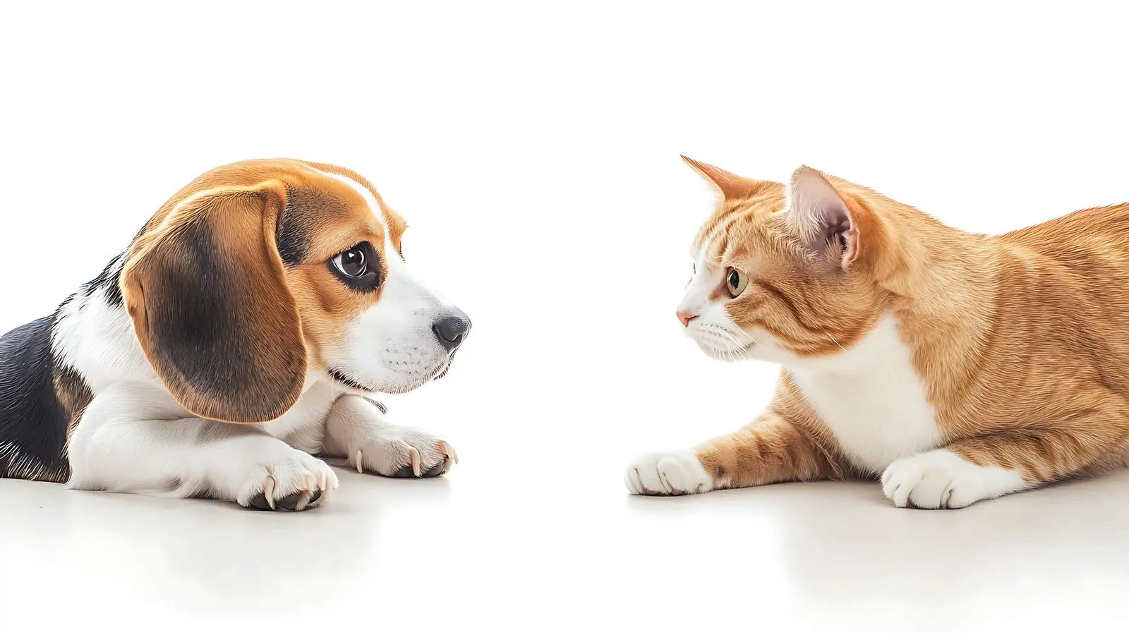 Playful Beagle and Scottish Straight Cat Together — free download from Dotvec