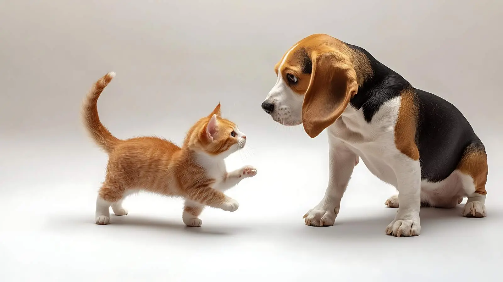Playful Beagle Dog and Scottish Straight Cat — free download from Dotvec