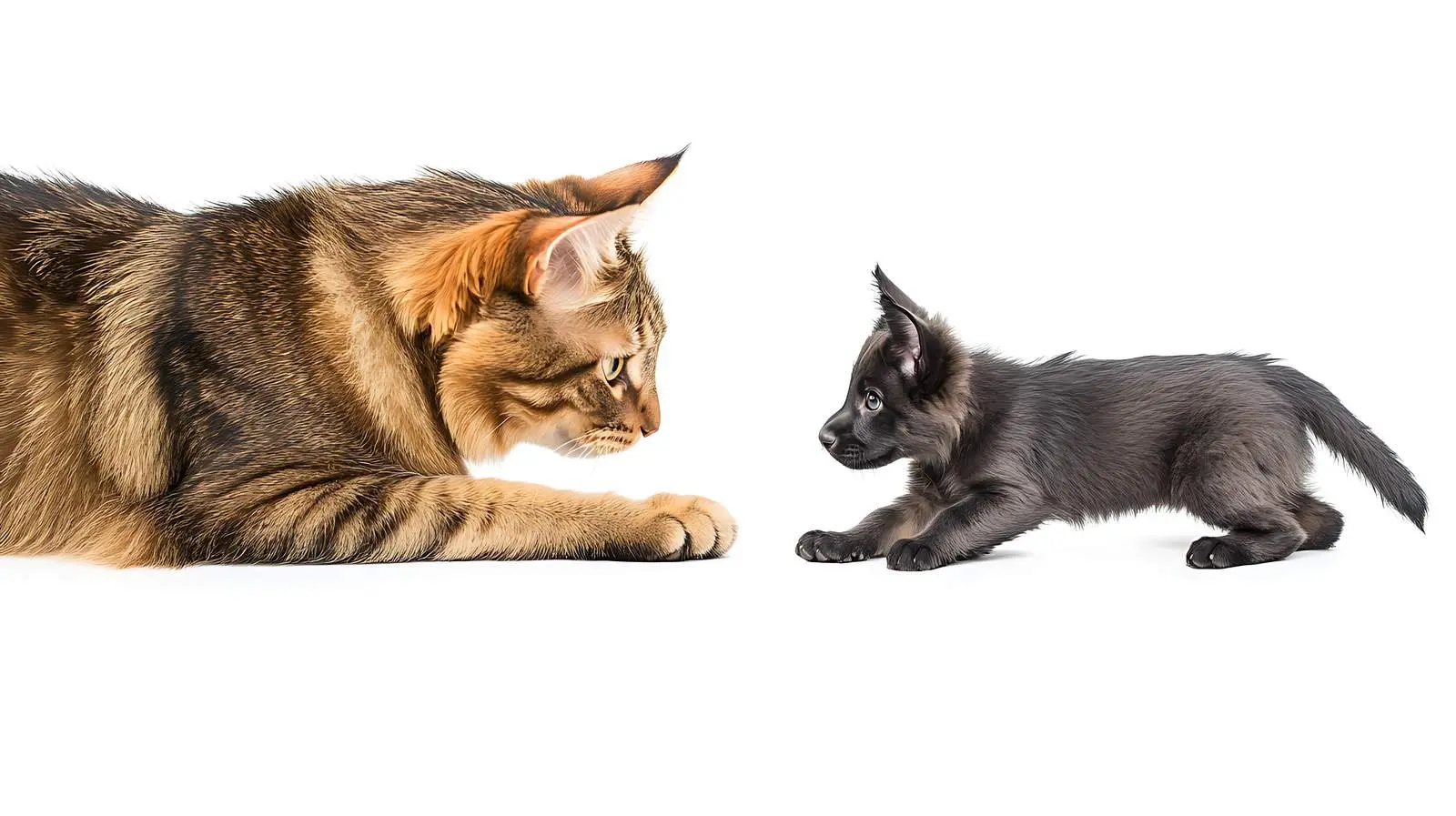Playful Cat with German Shepherd on White Background – free profile image from Dotvec