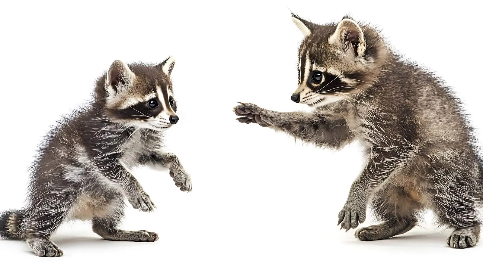 Playful Raccoon and Scottish Straight Cat Together – free friendly animal image from Dotvec