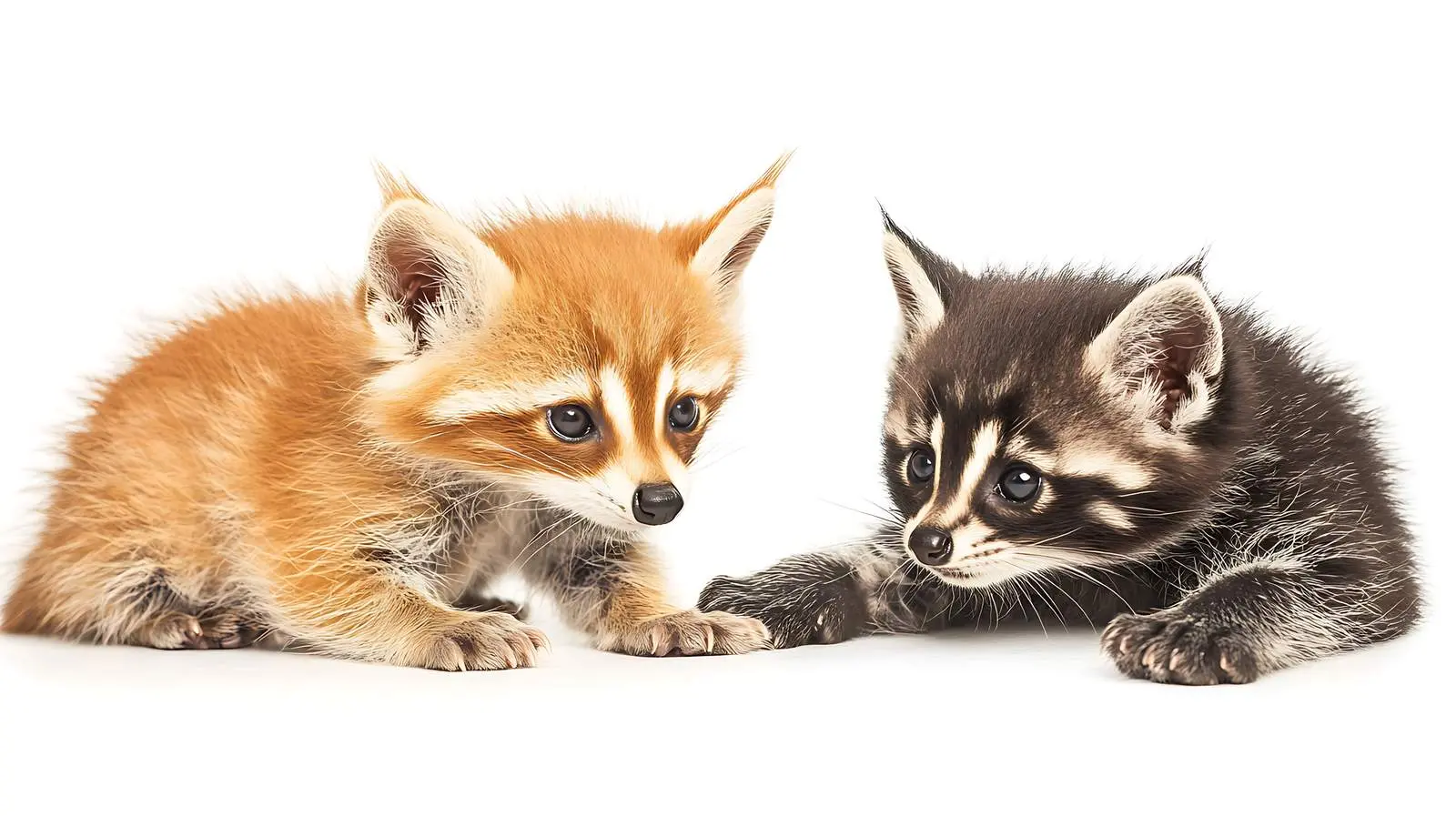 Playful Raccoon and Cat on White Background — free download from Dotvec