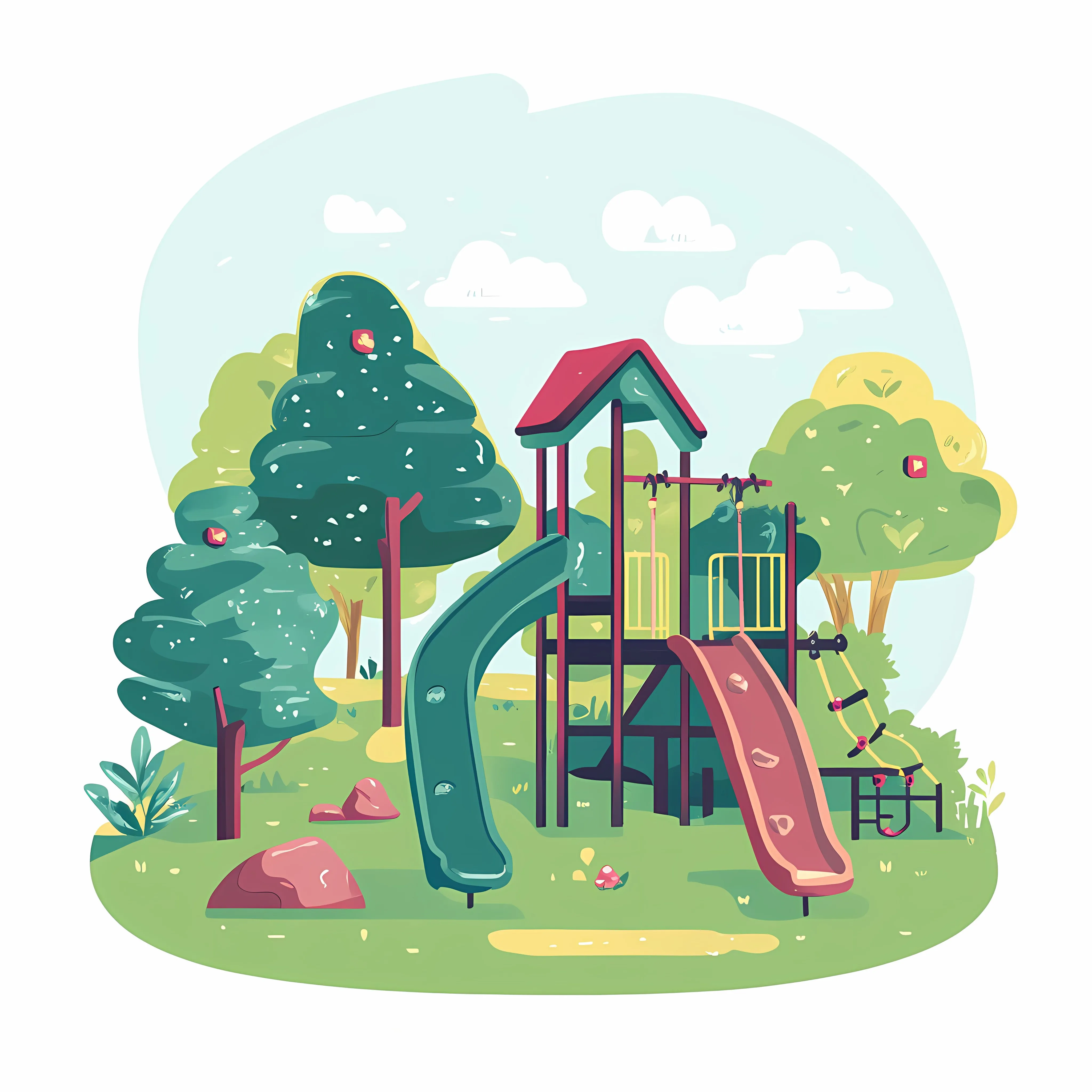 Playground Equipment with Slide and Rock Climber — free download from Dotvec