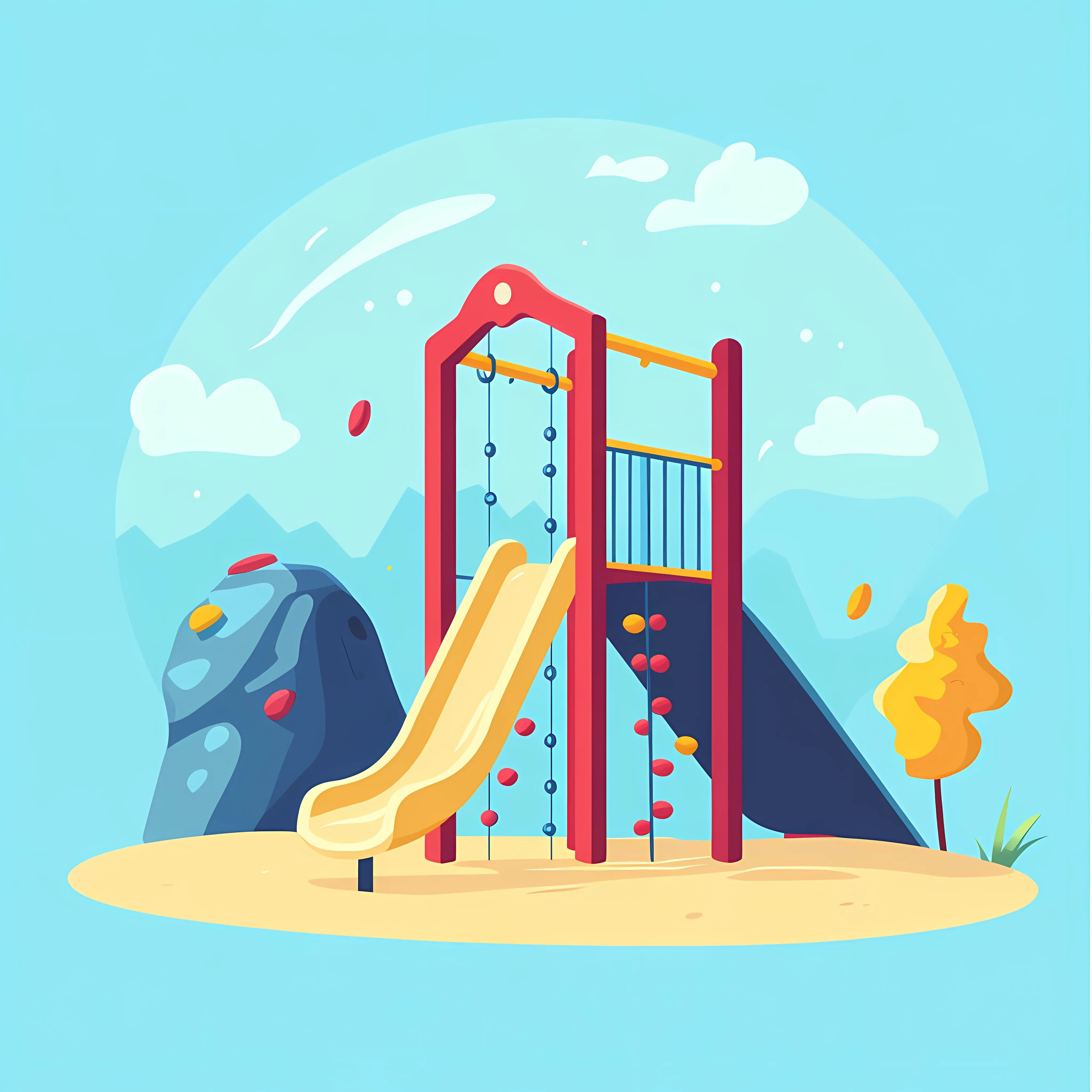 Playground Equipment with Slide and Rock Climber — free download from Dotvec