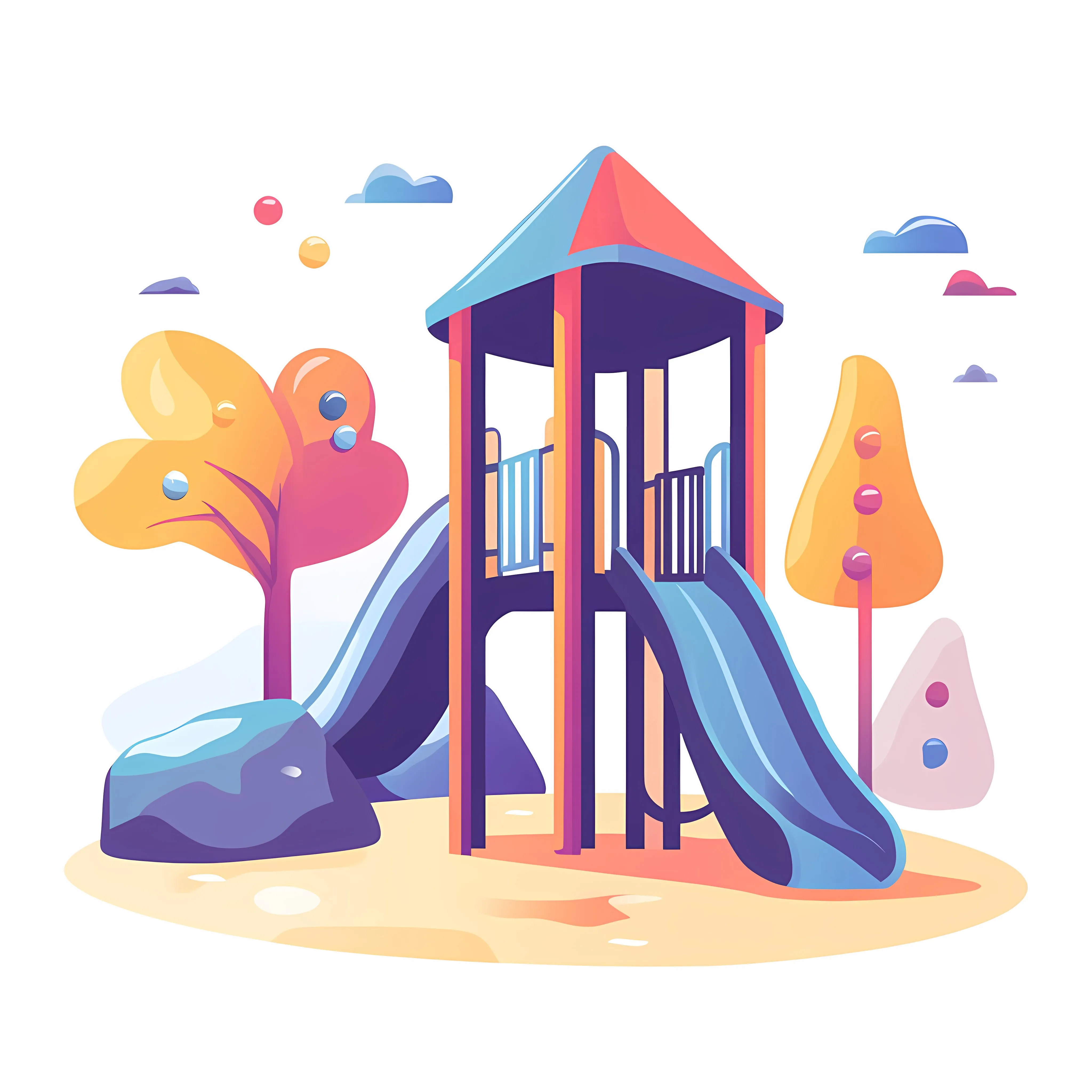 Playground Equipment with Slide and Climber Illustration – free bars image from Dotvec