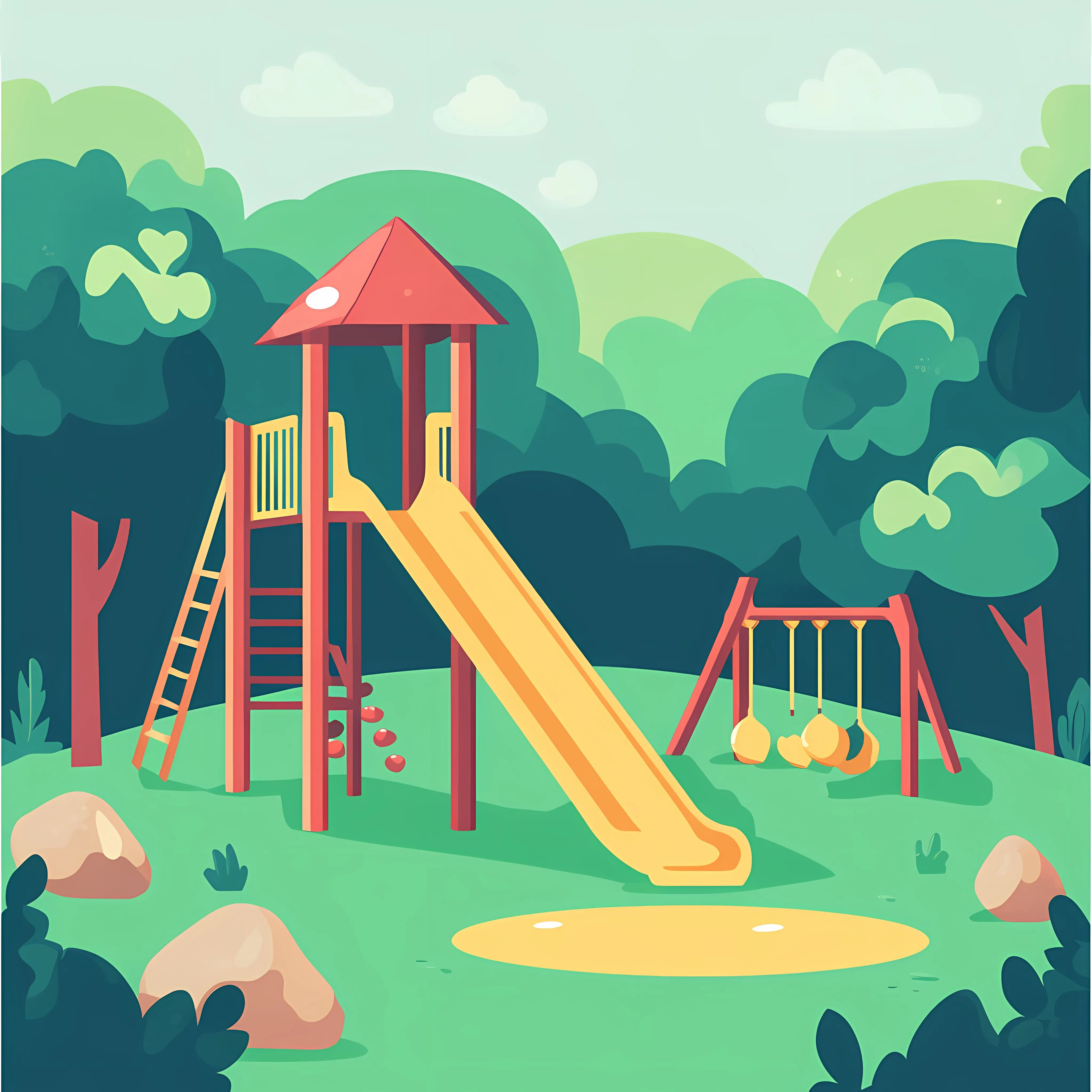 Playground Equipment Slide and Rock Climber Illustration — free download from Dotvec