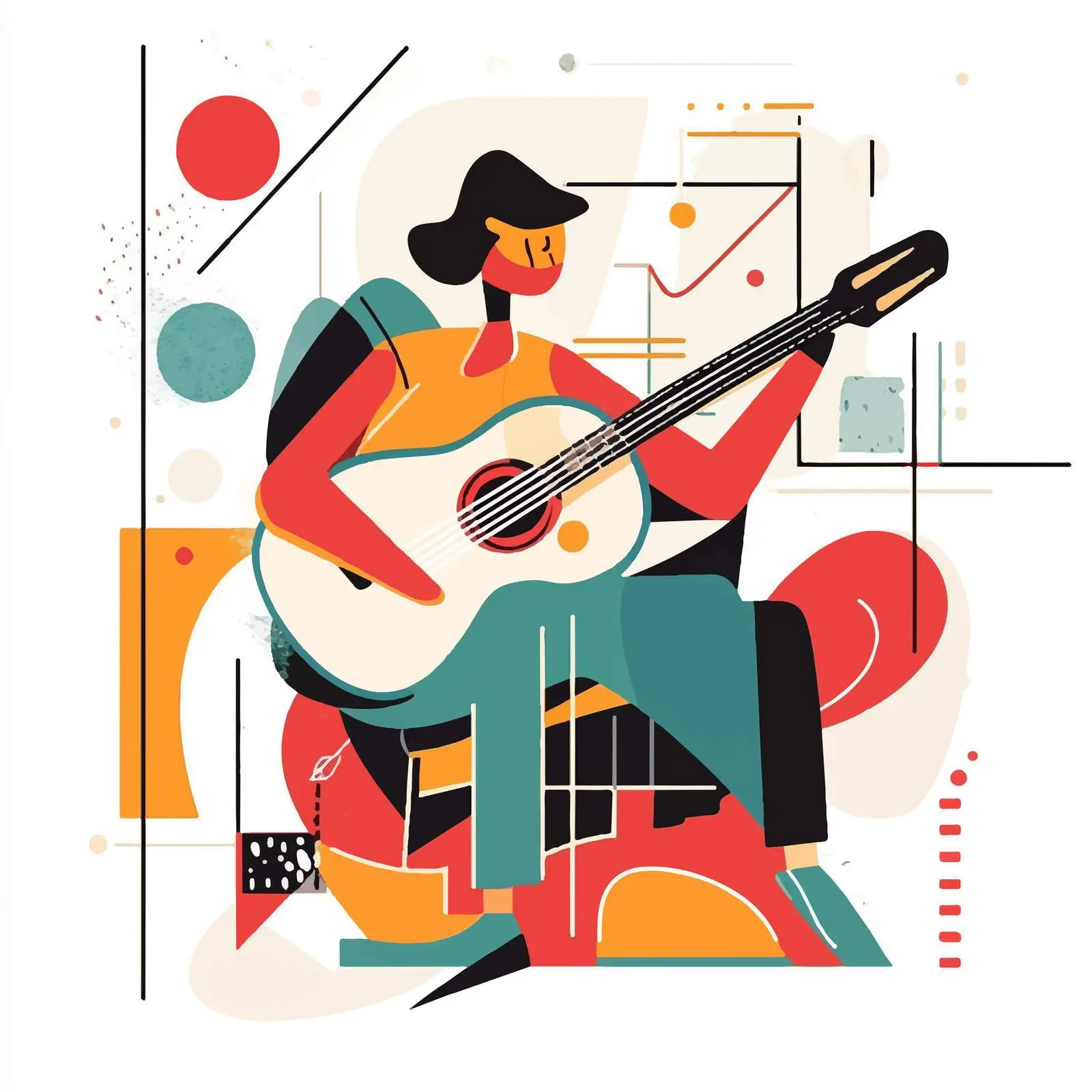 Abstract Vector Illustration of Guitar Playing — free download from Dotvec