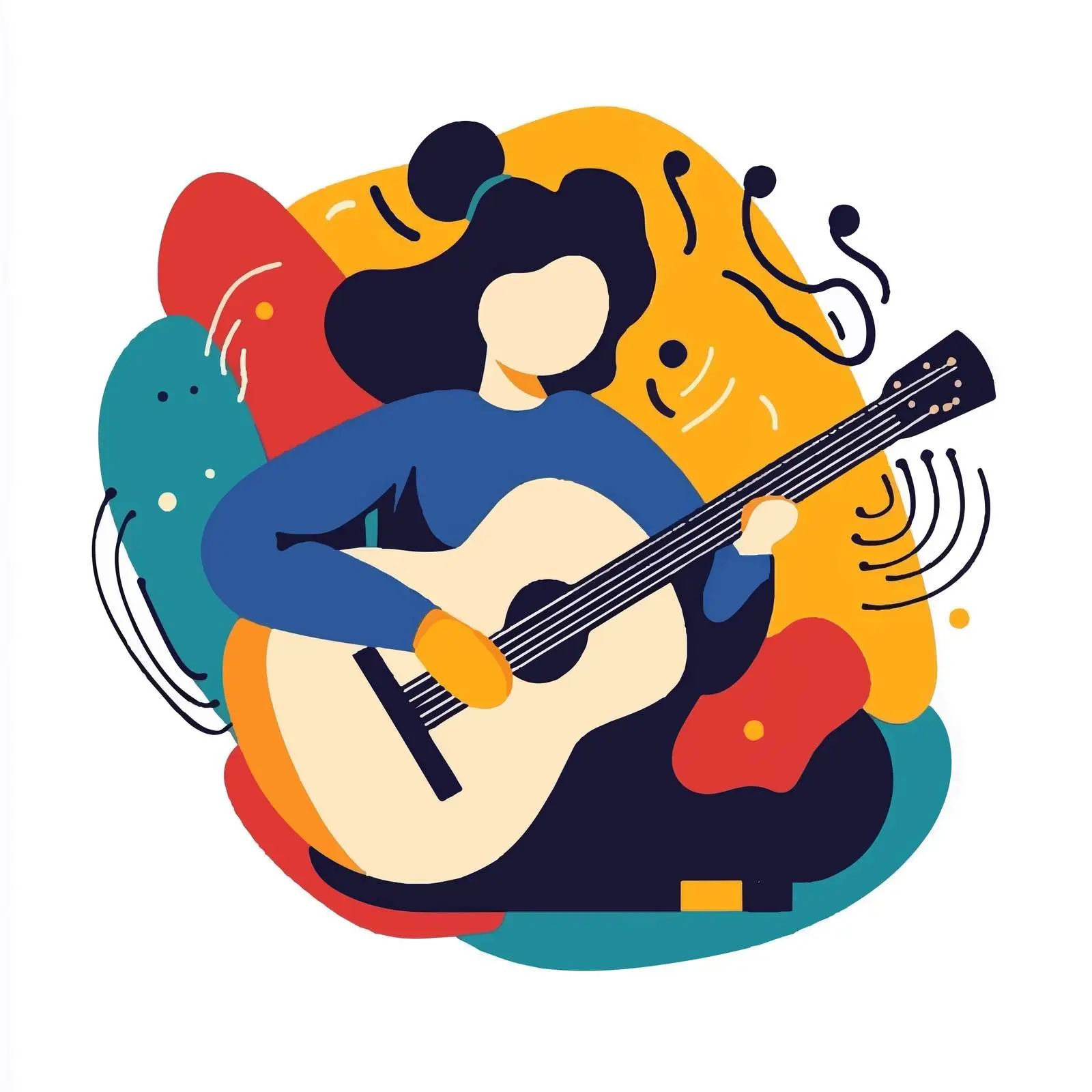 Abstract Flat Vector Guitar Illustration — free download from Dotvec