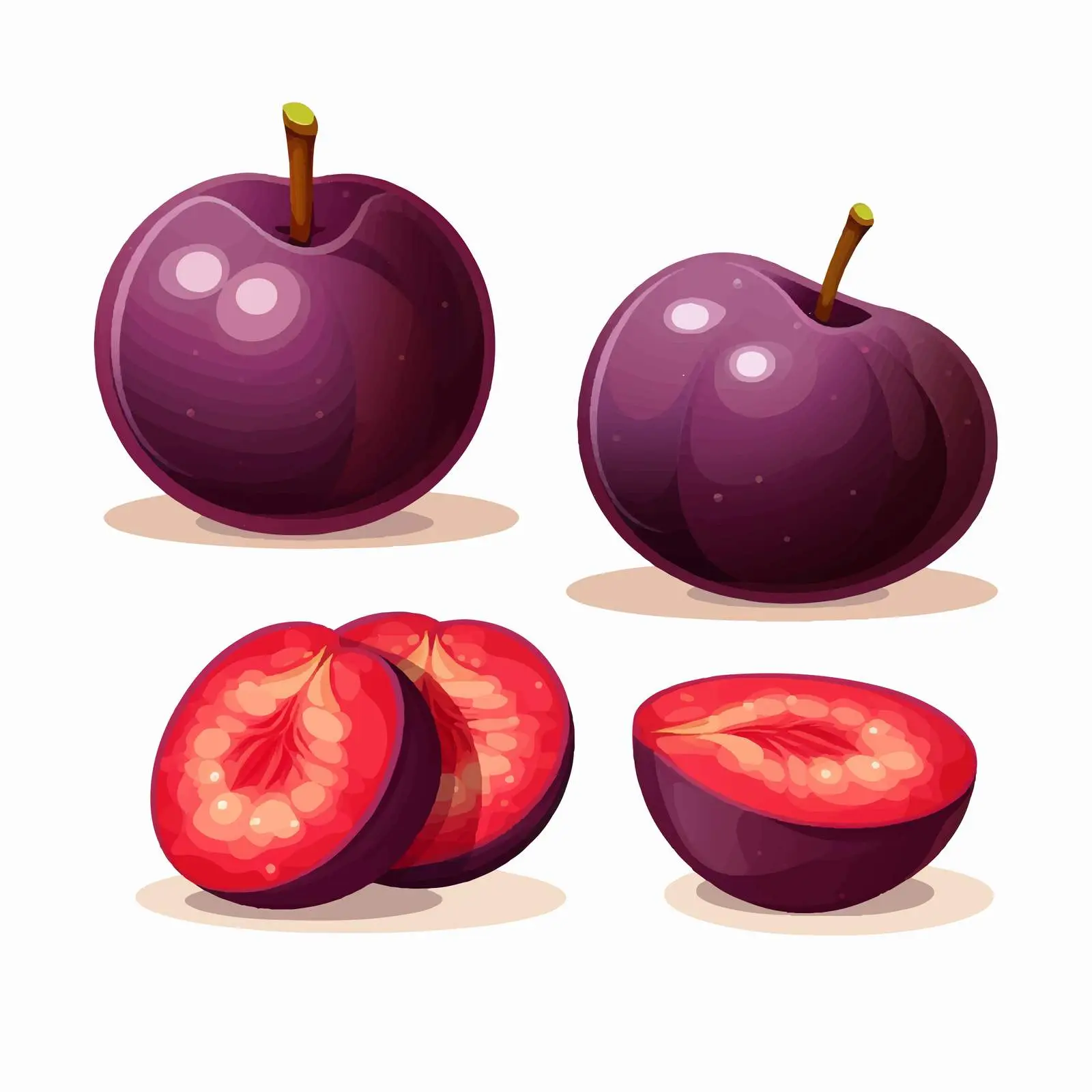 Plum Half and Whole Berry Vector Illustration — free download from Dotvec