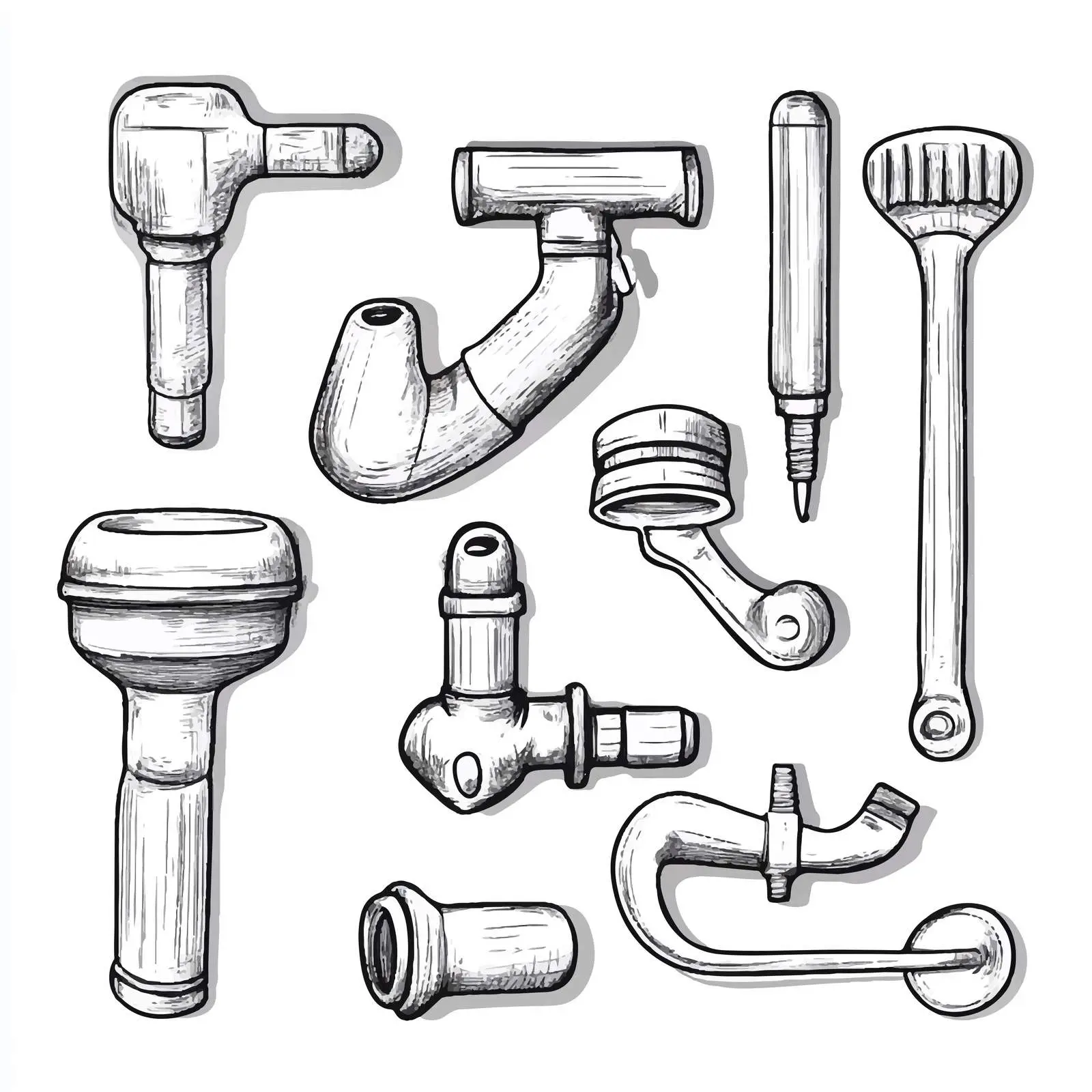 Black and White Plumbing Tool Vector Illustration — free download from Dotvec