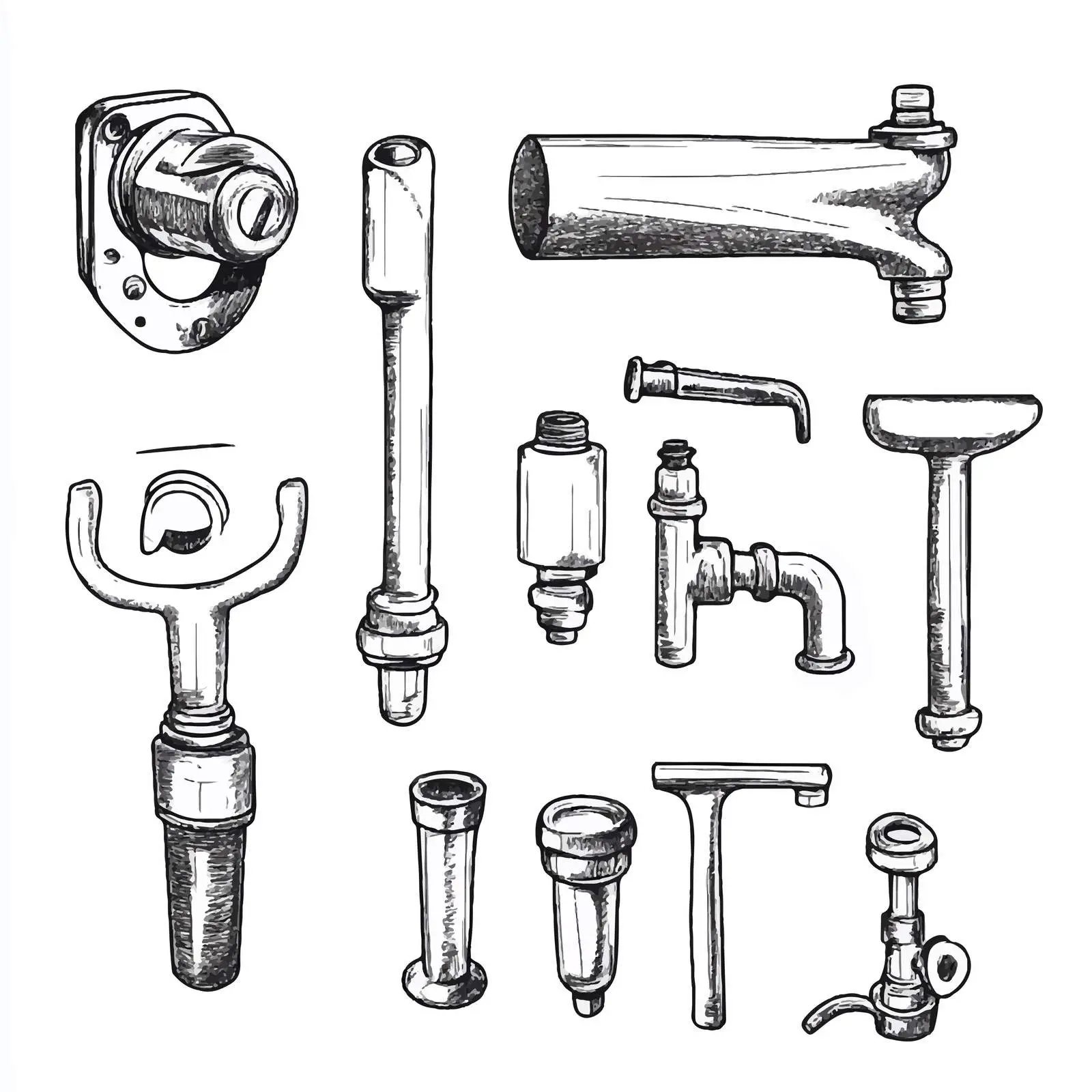 Cartoon Plumbing Tools Black and White Illustration – free screwdriver image from Dotvec