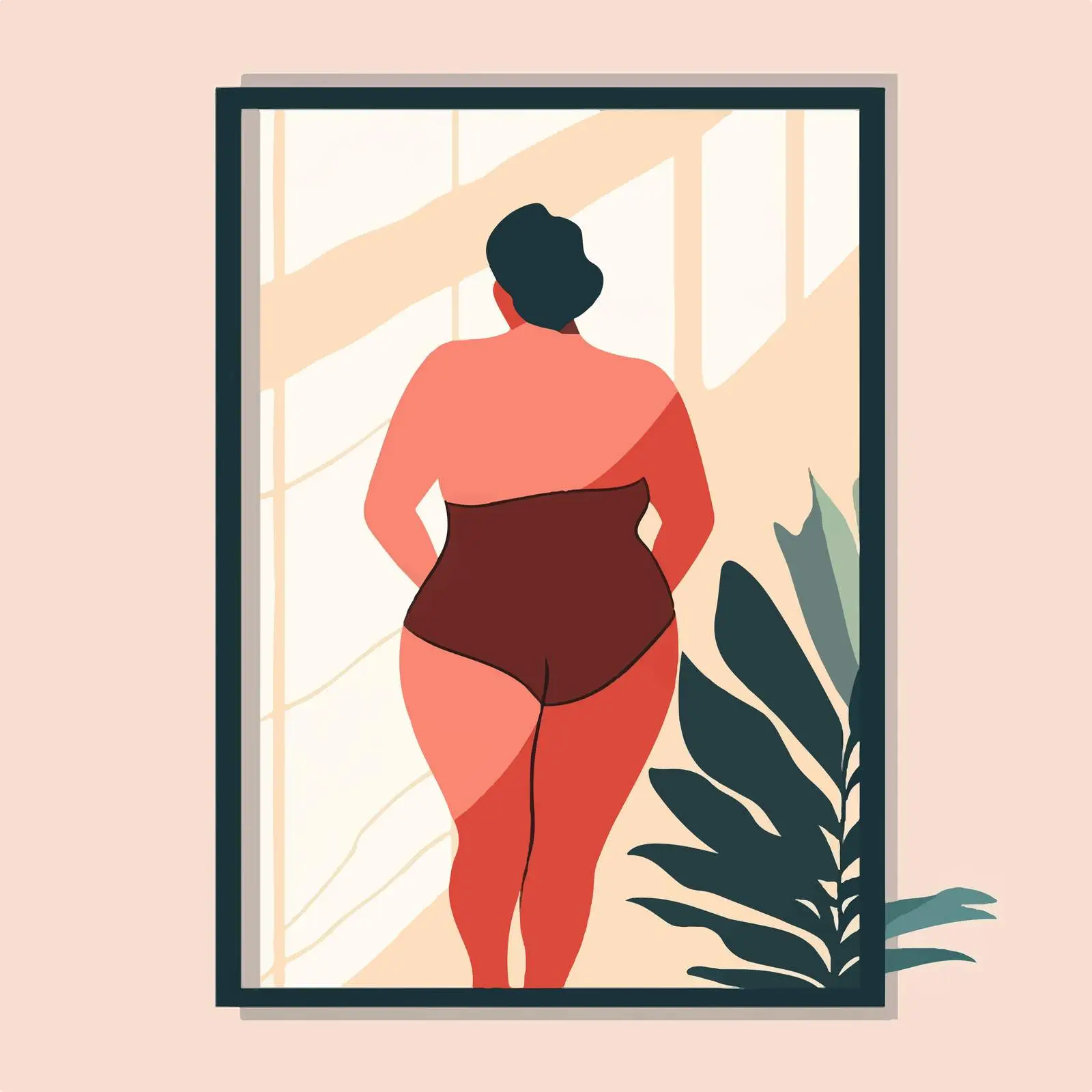 Plus Size Woman Embracing Self-Love Illustration — free download from Dotvec