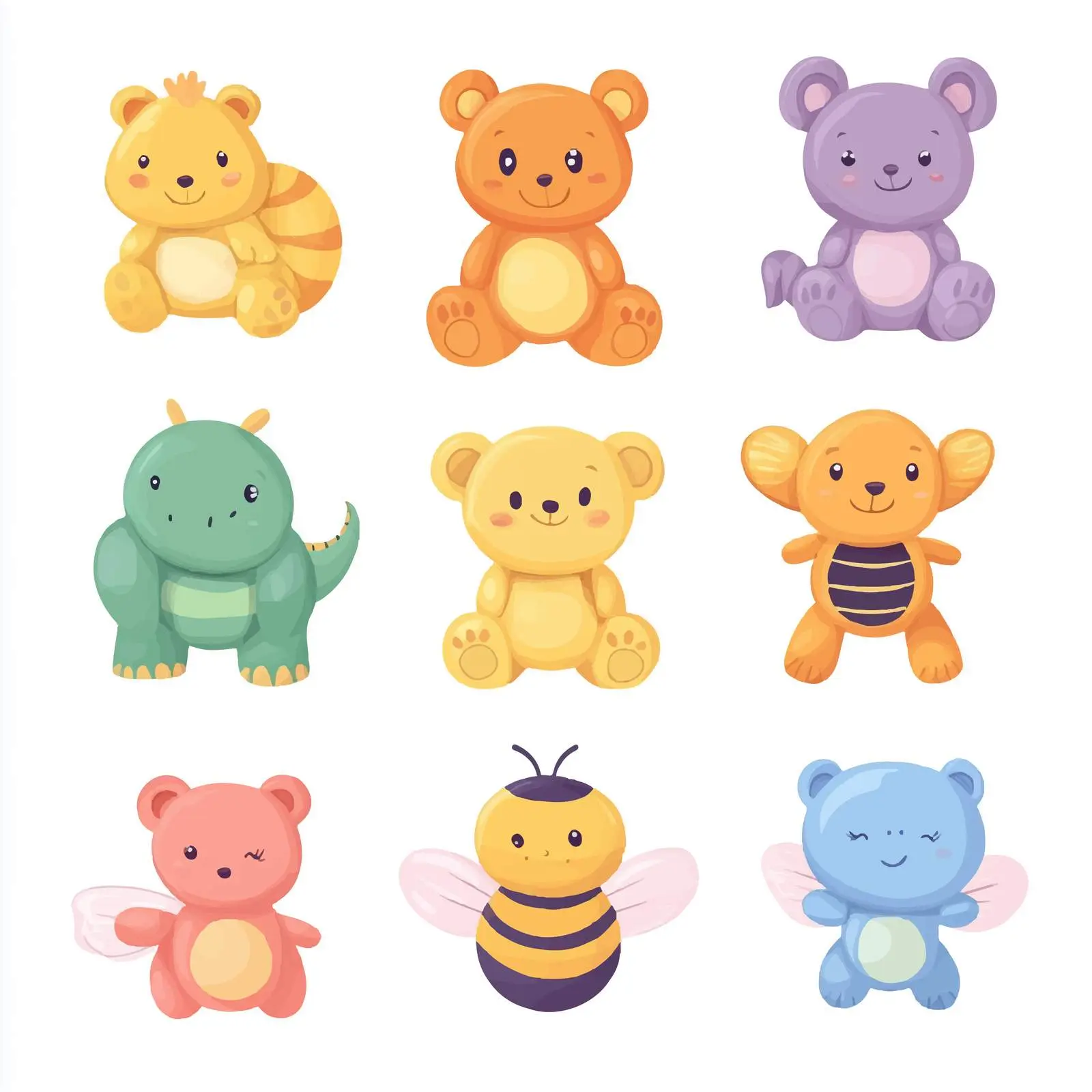 Cute Plush Stuffed Animals Set — free download from Dotvec