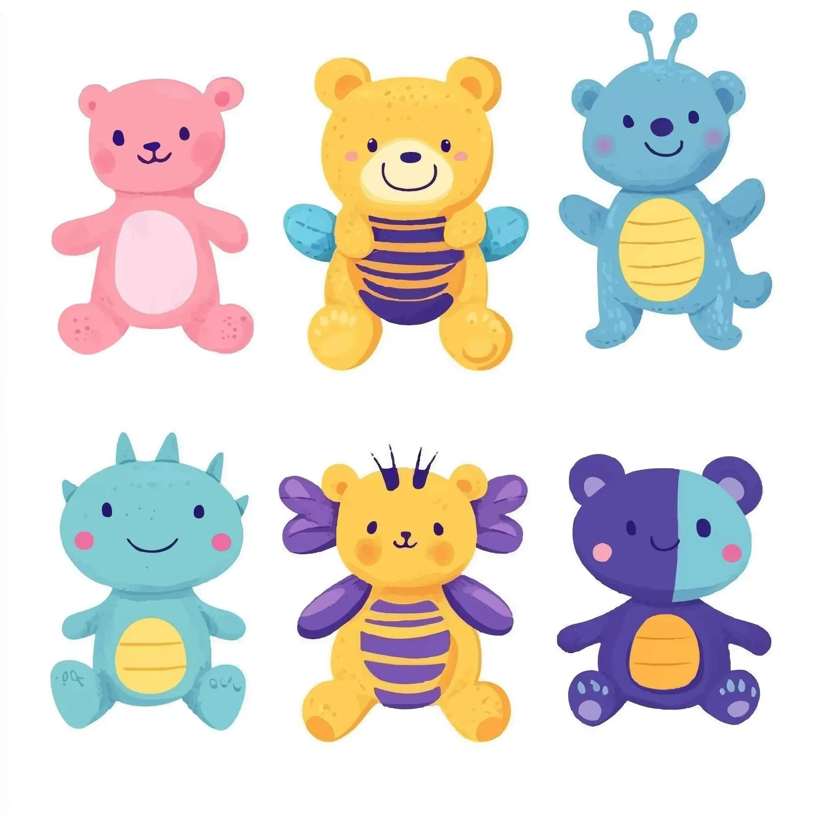 Cute Plush Stuffed Animal Toy Set — free download from Dotvec